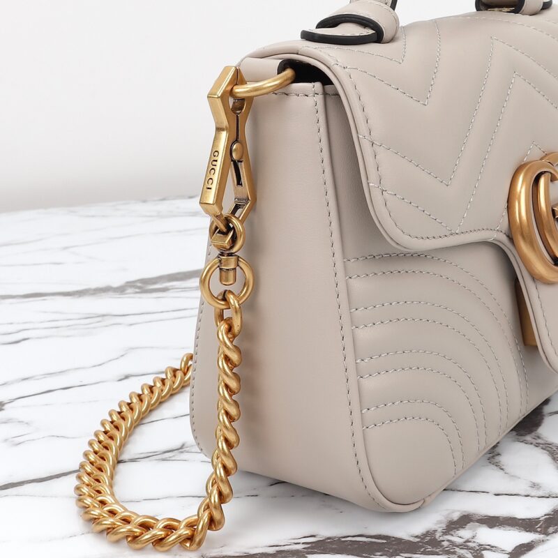 Replica Gucci GG Marmont Top Handle Beige1:1High-quality replica