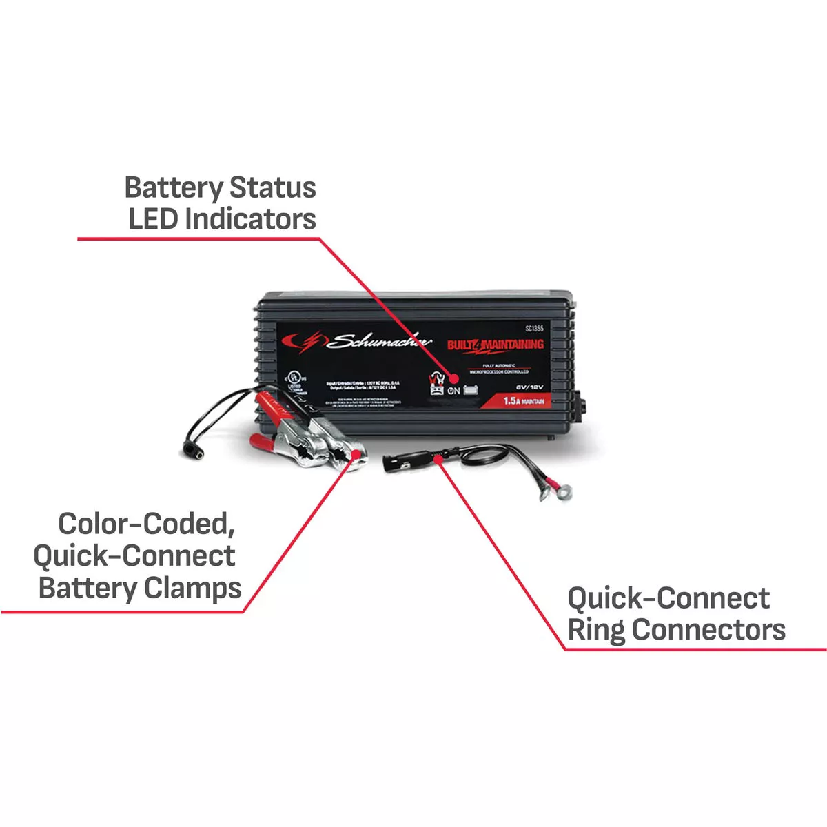 Schumacher Automatic 6V and 12V 1.5A Auto Battery Charger/Maintainer