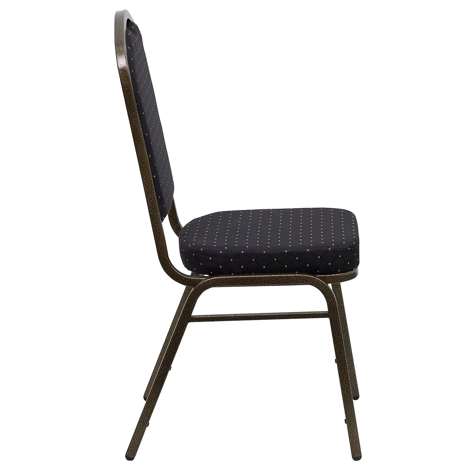 Flash Furniture 4 Pack HERCULES Series Crown Back Stacking Banquet Chair in Black Patterned Fabric - Gold Vein Frame - Image 11