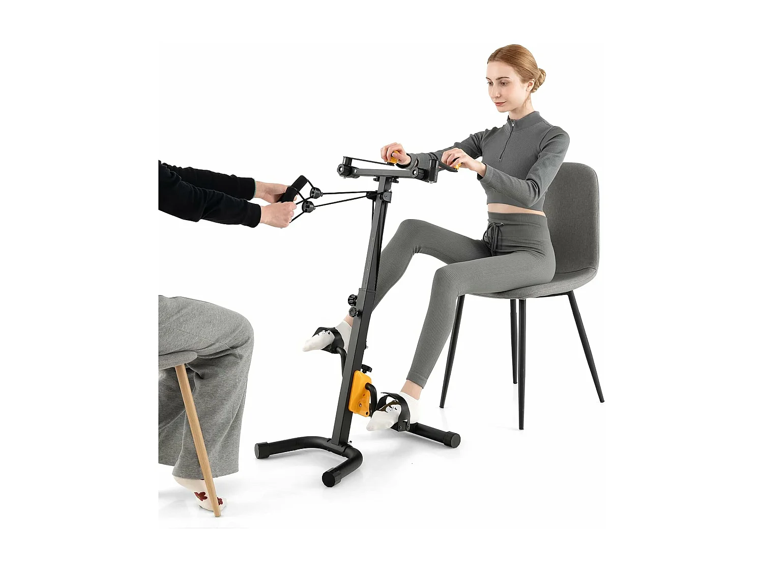 Vélo d'Appartement à Pédales Pliable 9 Hauteurs Résistance Réglable Fonction D'étirement avec Rouleaux de Massage,Ecran LCD