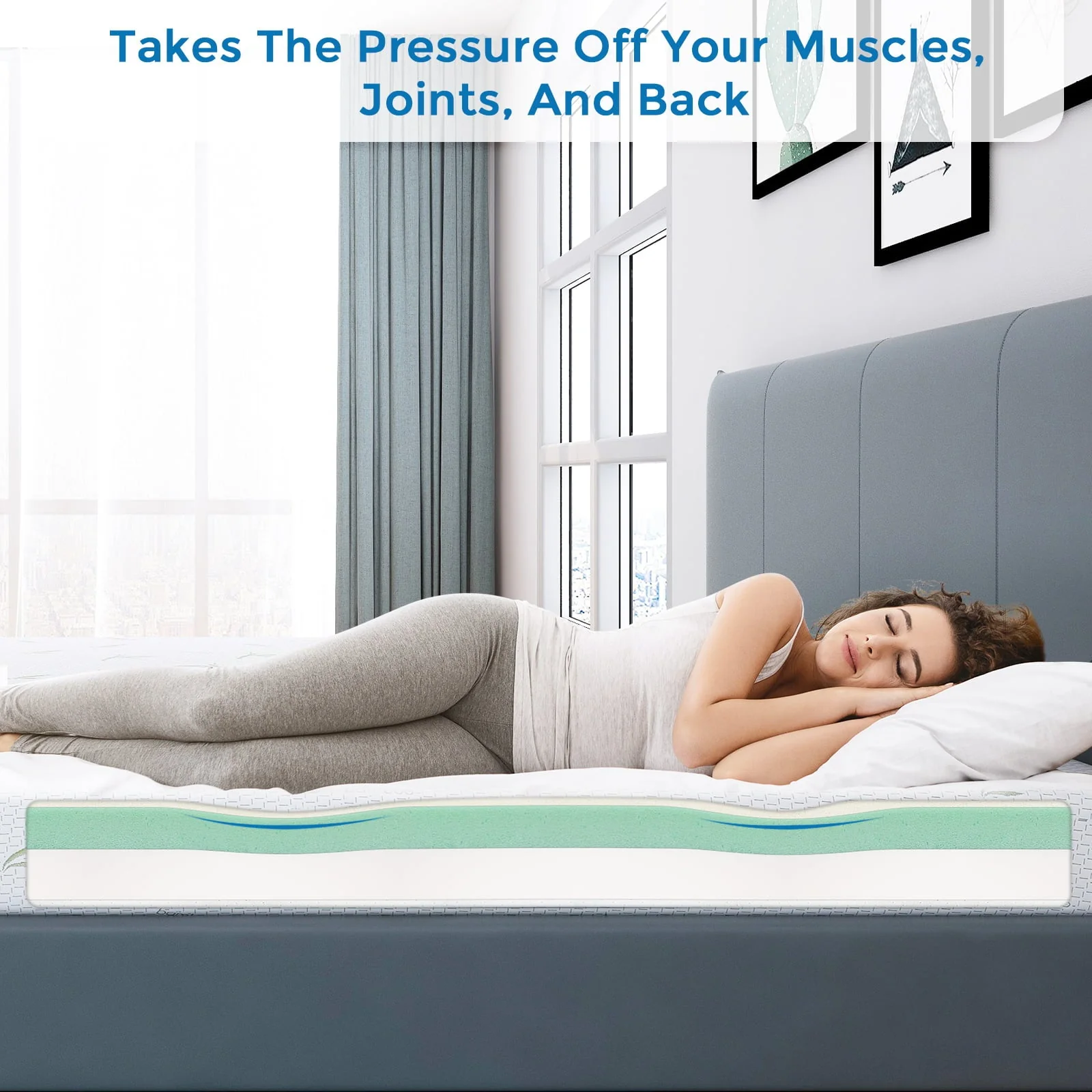 6 inch Twin Size Memory Foam Mattress , Medium Firmness Made in USA, with Green Tea Cooling Gel , Supportive & Pressure Relief Bed Mattress,Bamboo Knit cover