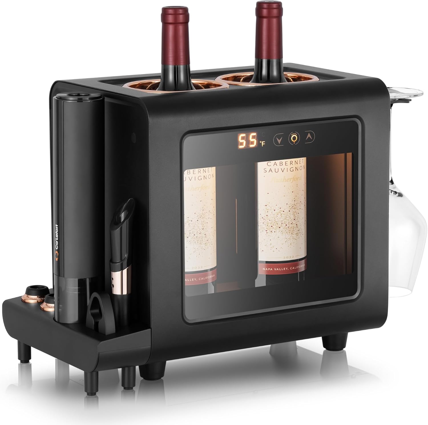 Ca'Lefort Electric Wine Chiller - 46-64°F Wine Cooler for 2 Standard Bottles (3.6