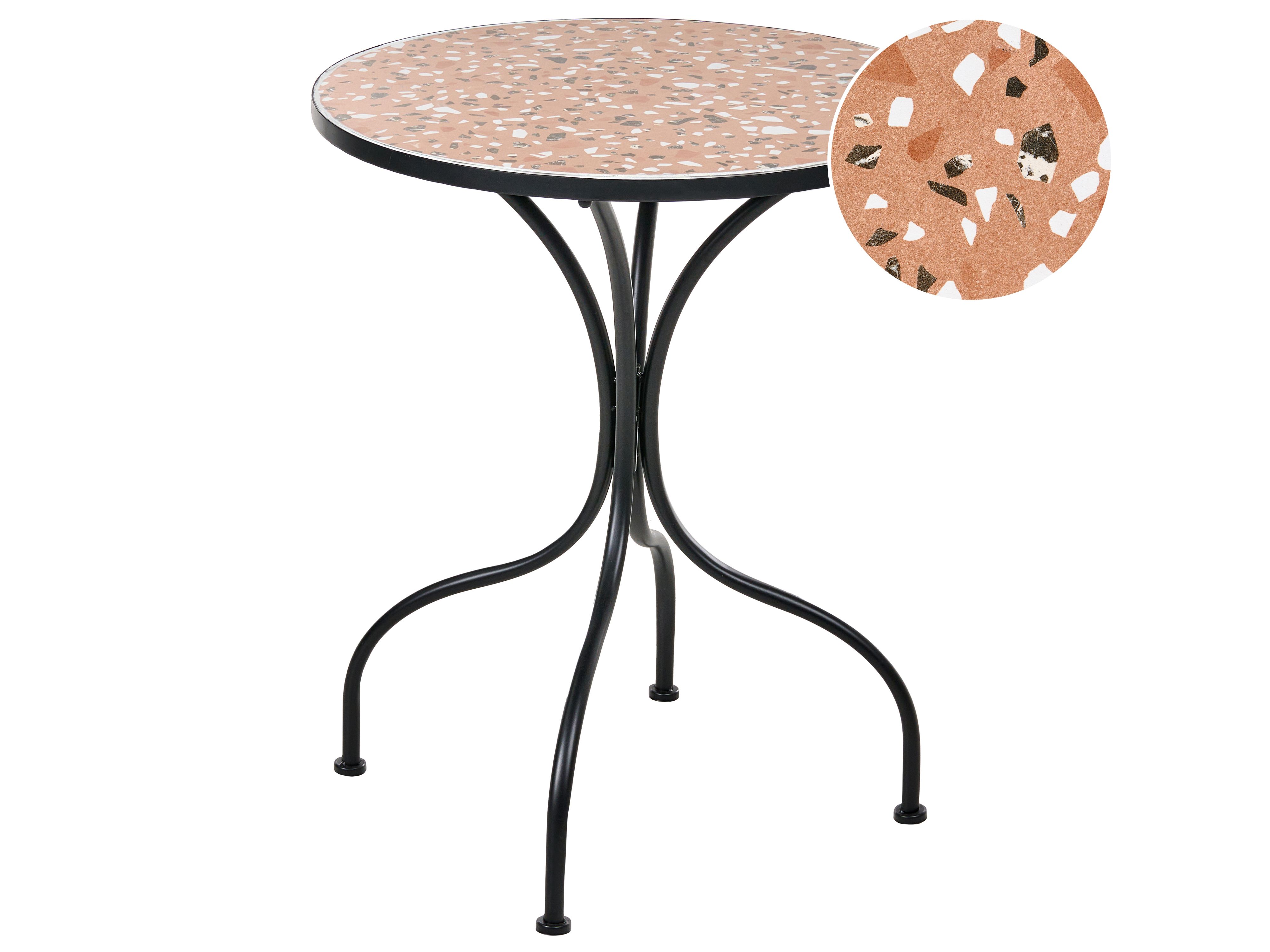 Bistro Table ADRANO 60 cm 60 cm Terrazzo Effect Metal Black