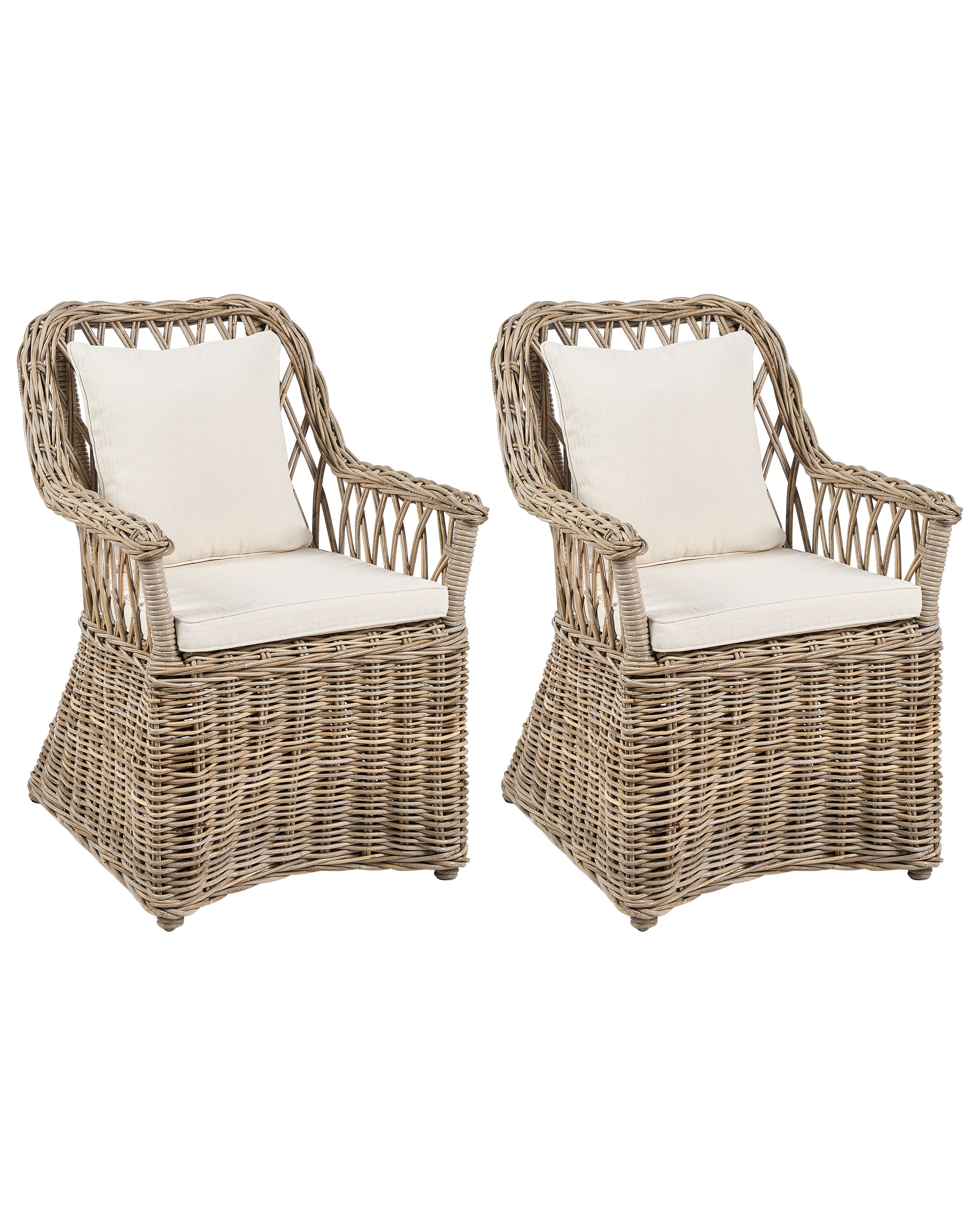 Set of 2 Garden Armchairs MAROS II Rattan Natural