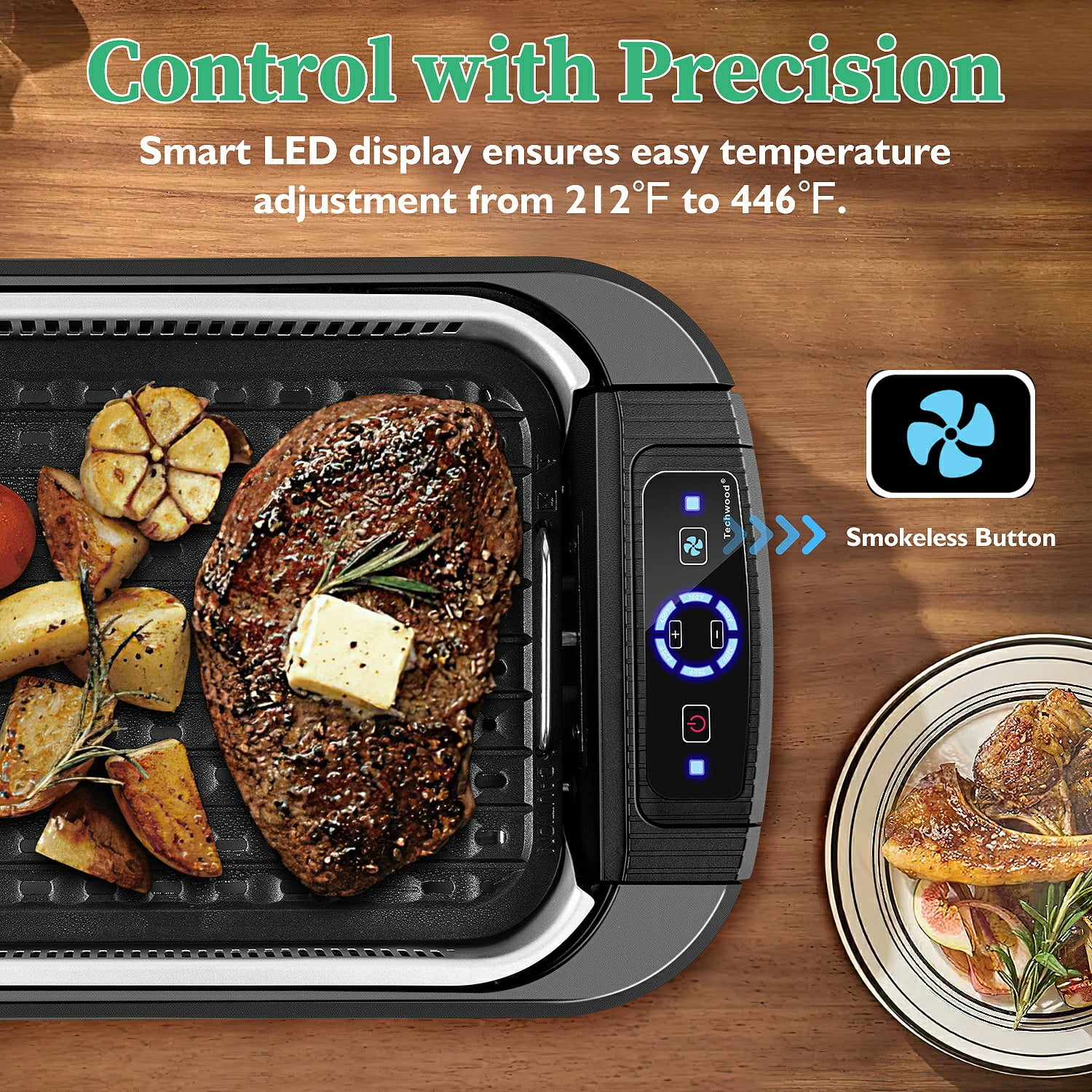 Techwood Indoor Smokeless Grill, 1500W, Black, Electric Portable Korean BBQ Grill with Tempered Glass Lid - Image 42