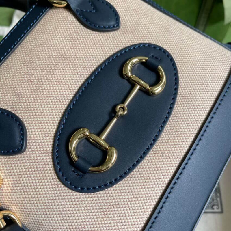 Replica Gucci Horsebit 1955 Mini Top Handle Bag 640716 In Beige Canvas1:1High-quality replica