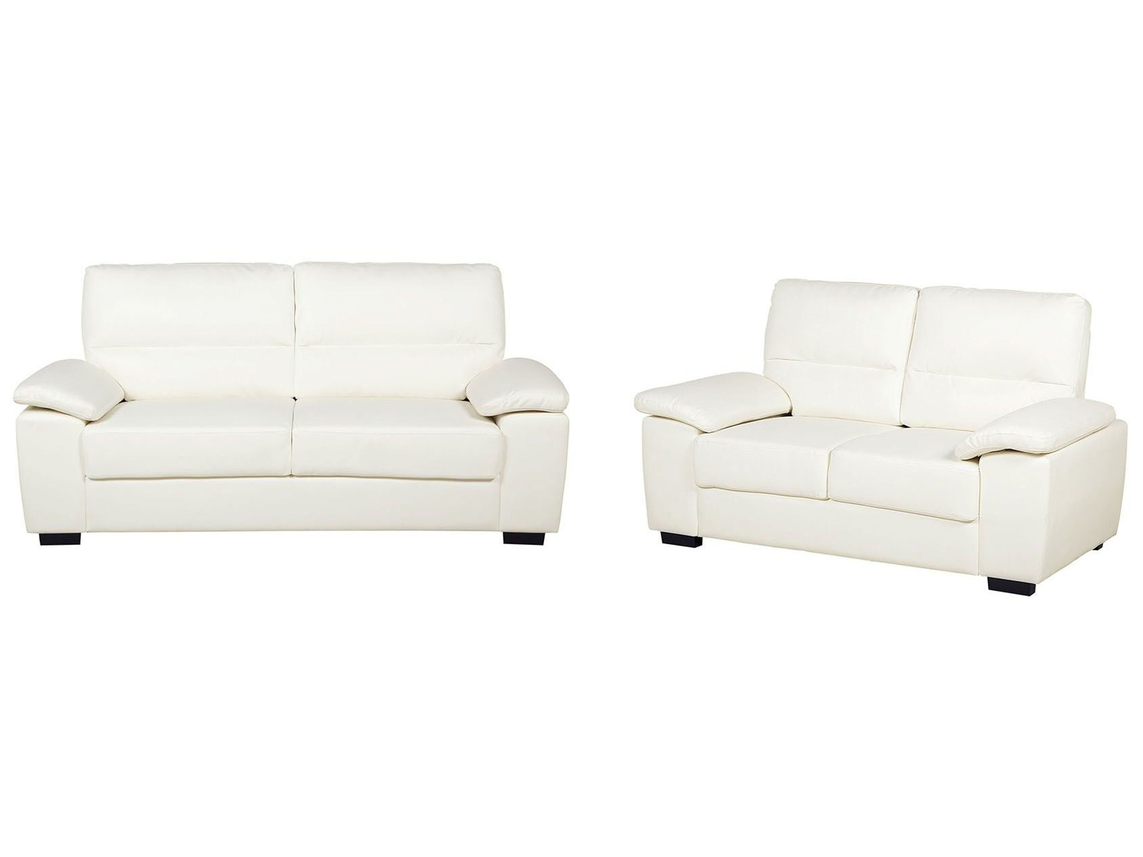 Living Room Set 5 Seater VOGAR Faux Leather Off-White