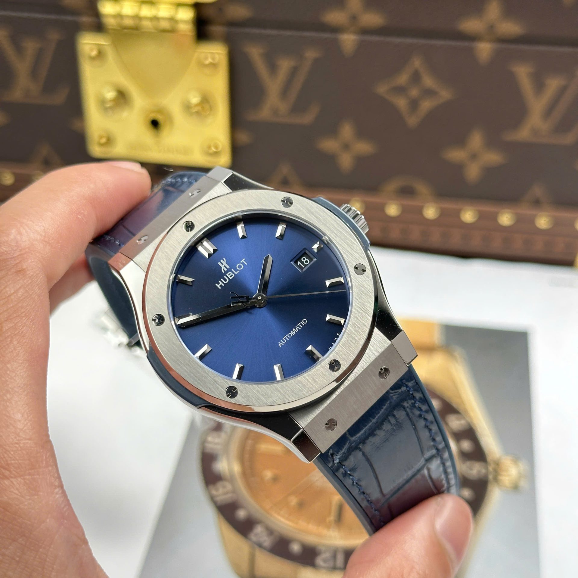 Hublot Classic Fusion Titanium Imitation Watches Blue Dial Weight 84 Grams Super Light JJZ Factory 42mm - Top club