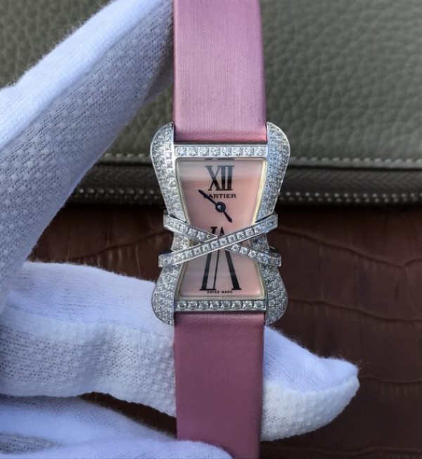 Replica Cartier High Jewelry Watches WJ306014 Pink Dial Pink Fabric Strap - Top club