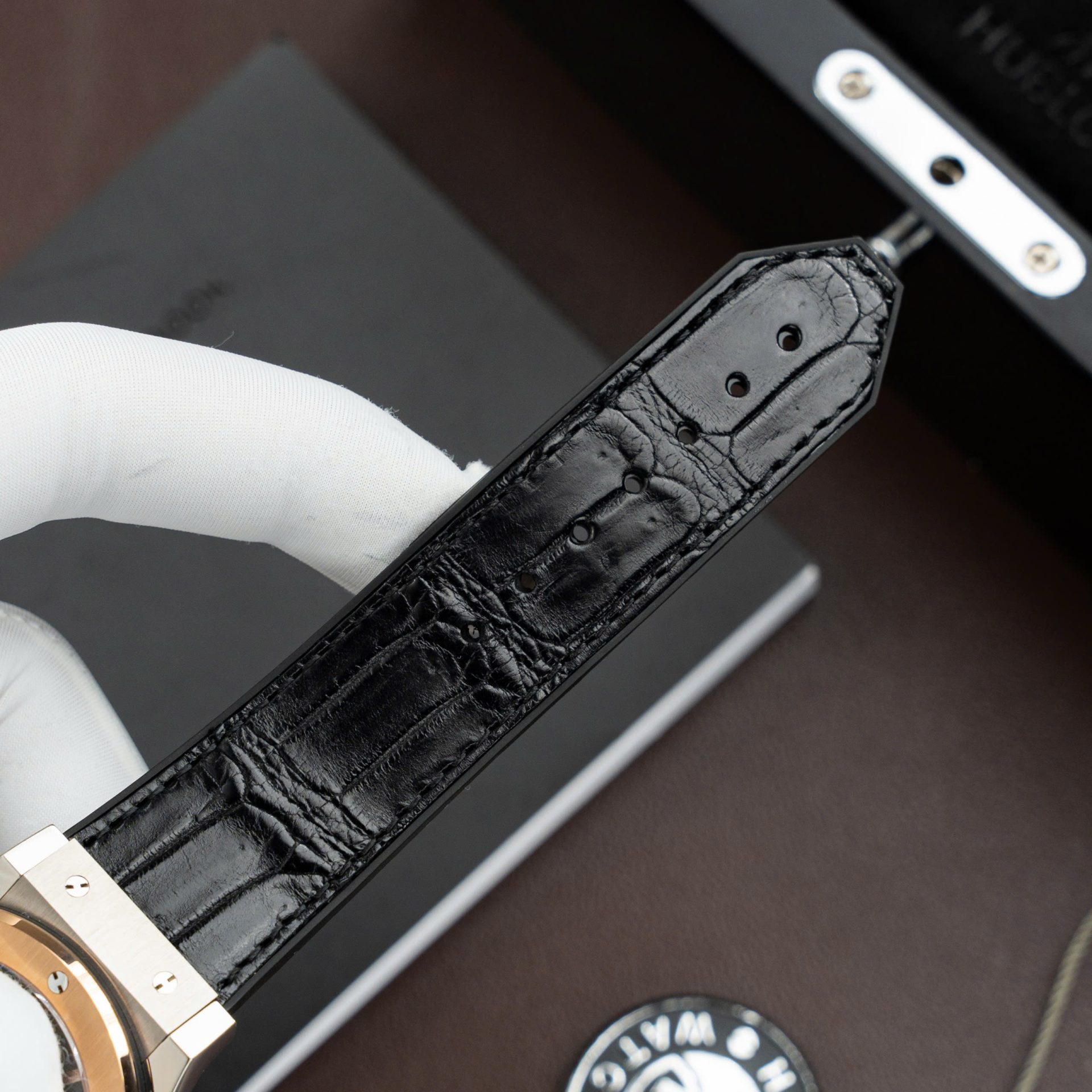 Hublot Classic Fusion Titanium King Gold Copies Watches Movement SW300 Crocodile Leather Strap 42mm - Top club