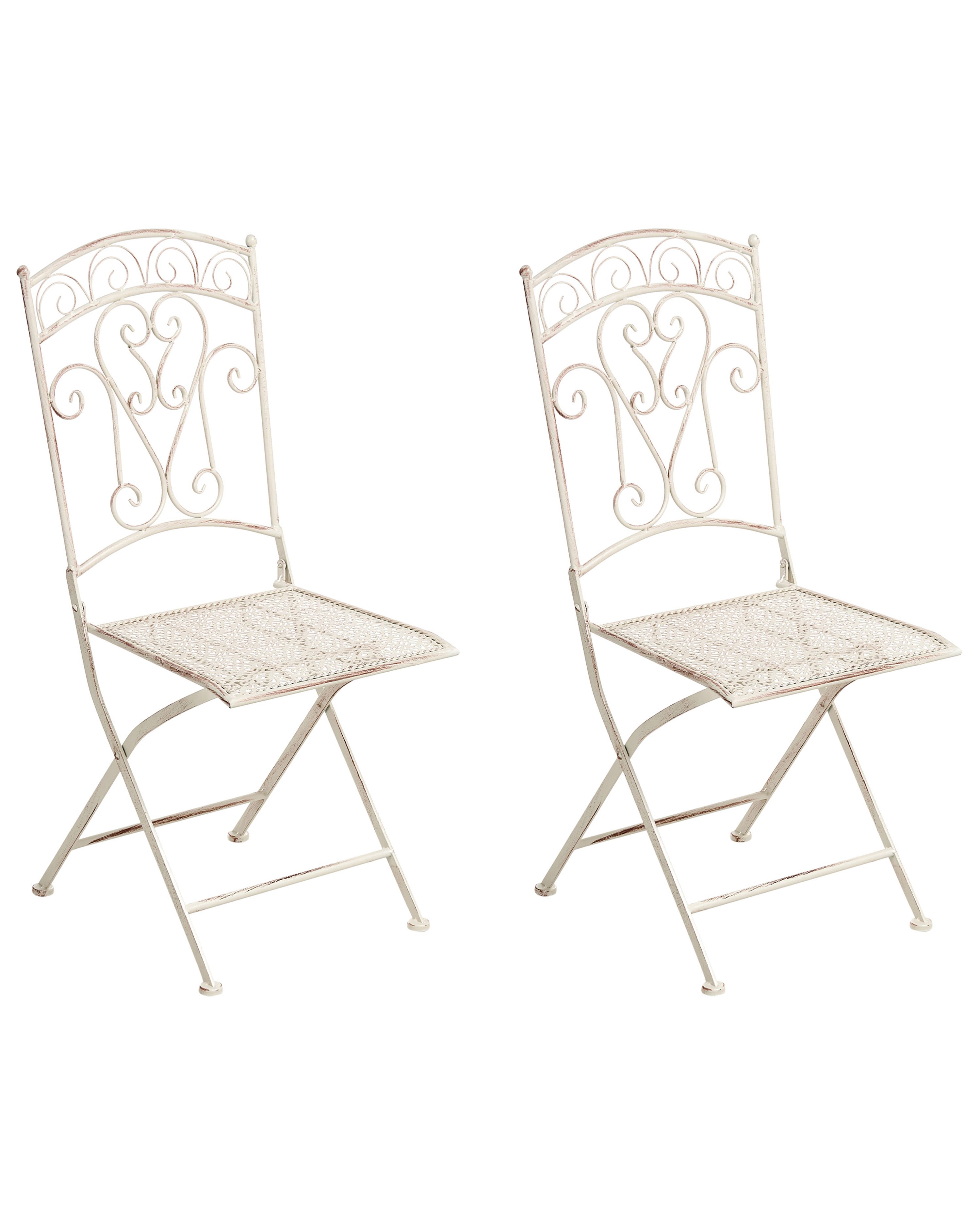 Set of 2 Garden Chairs JUINA Folding Metal Light Beige