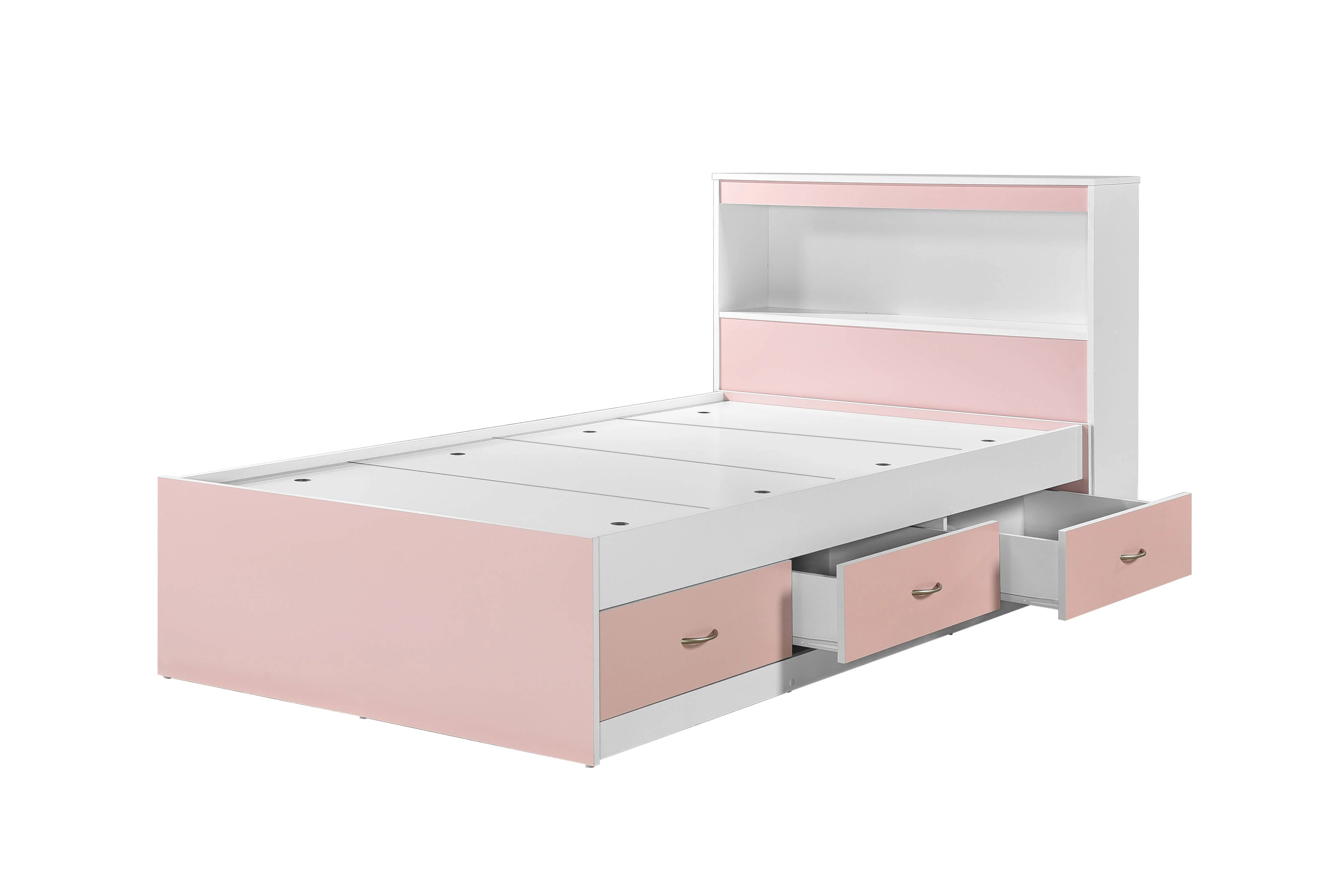 Hodedah Twin-Size Captain Bed with 3-Drawers and Headboard in White - Image 23