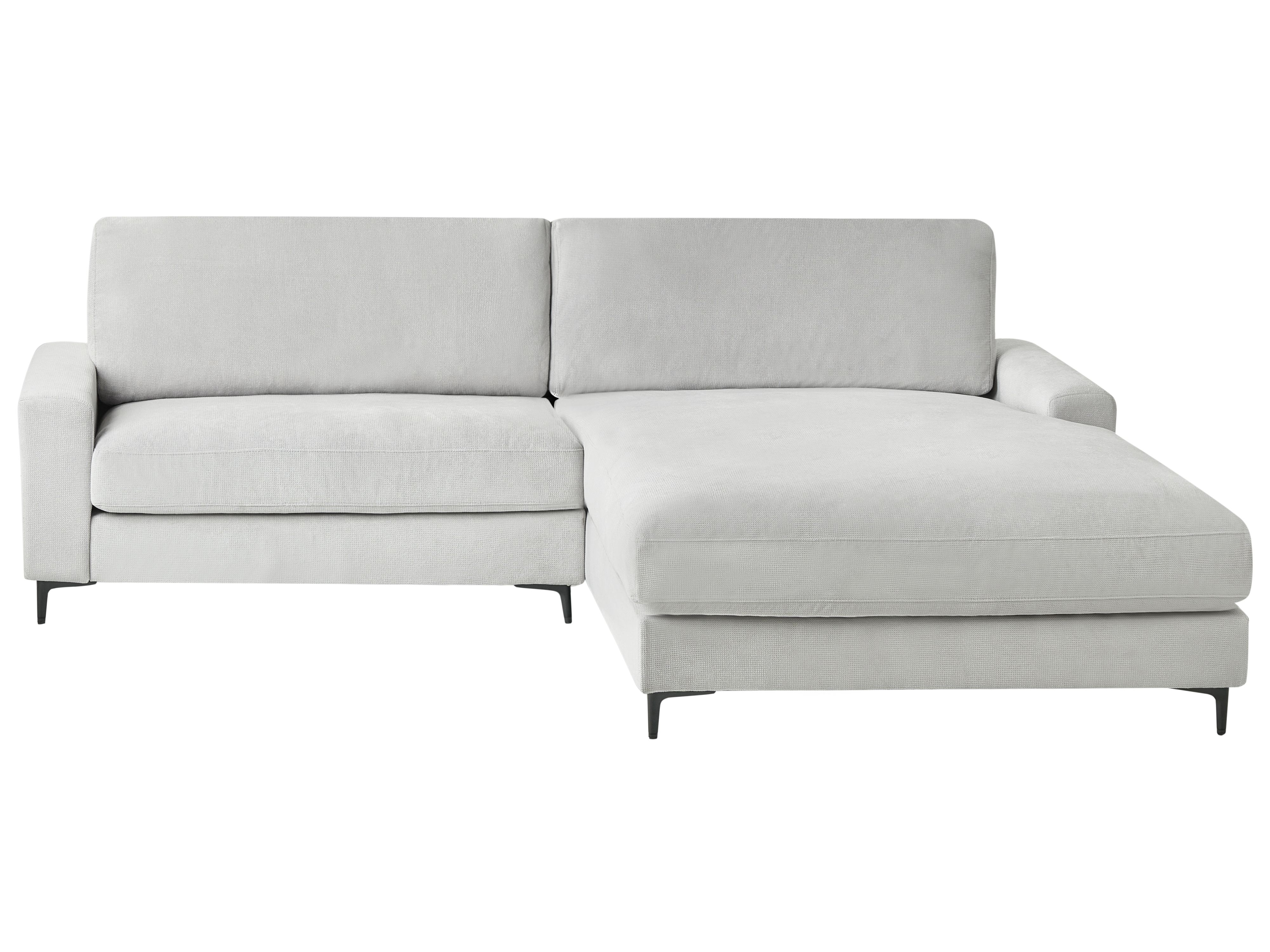 Corner Sofa 3 Seater MALOY Chenille Light Grey Left Hand