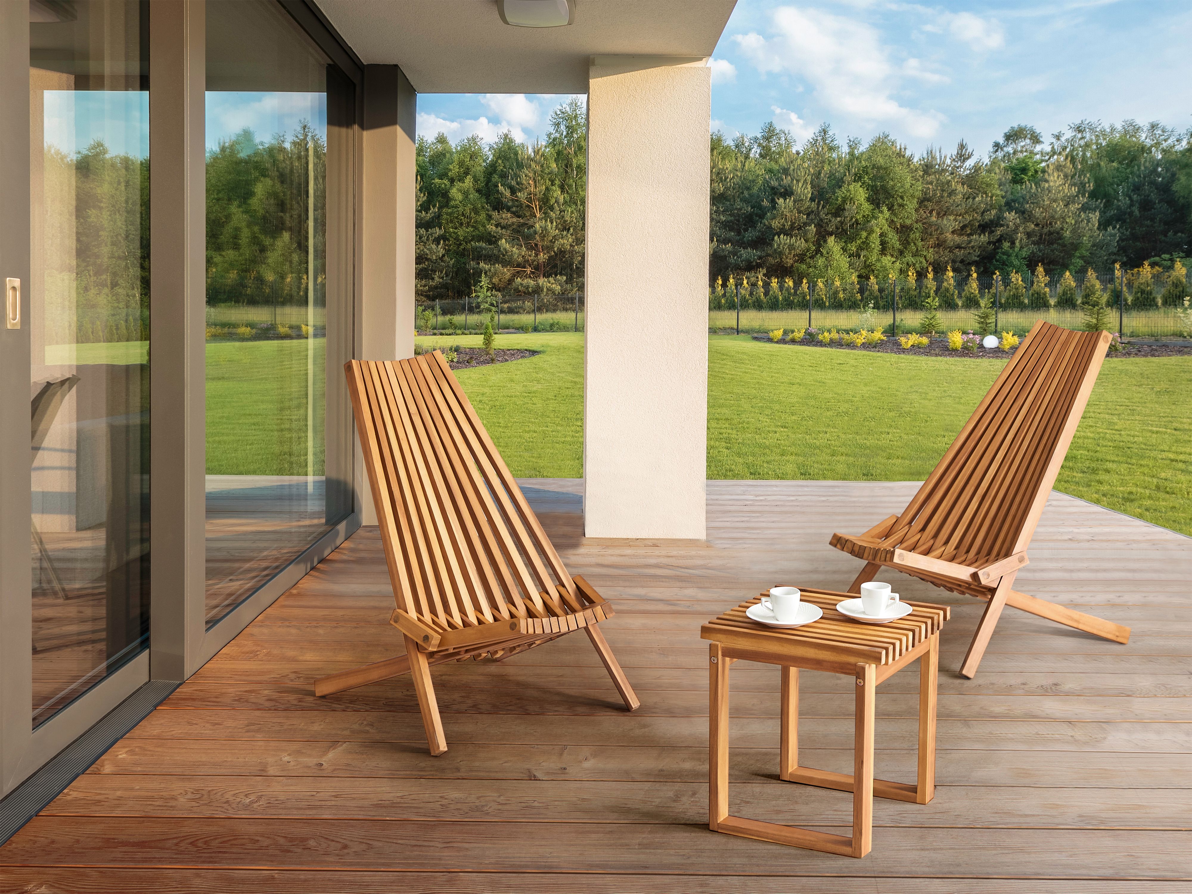 Garden Side Table BELLANO 35 cm 40 cm Acacia Wood Brown