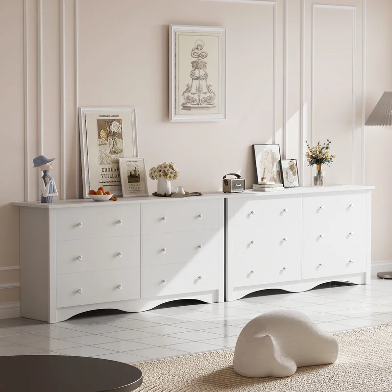 Lumihaven Rustic Modern Chest of 6 Drawers,Extra Wide Double Dresser for Master Bedroom or Nursery Storage,Black - Image 19