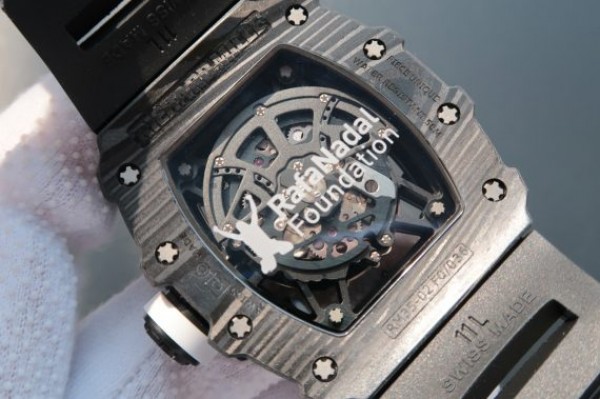 Replica Richard Mille RM035 Rafael Nadal Forge Carbon Titanium Case KVF Skeleton Dial White Rubber Strap MIYOTA8215 - Top club