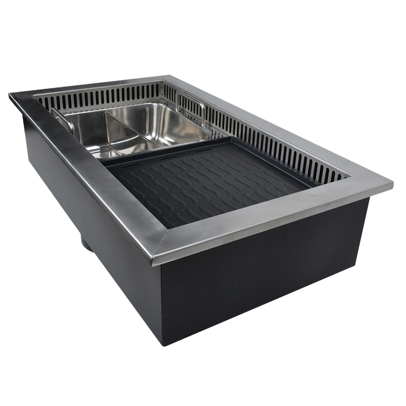 Wholesale Japanese Commercial Electric Hot Pot and Bbq Grill Rectangle Embedded Electric Combo Barbecue Shabu Grill