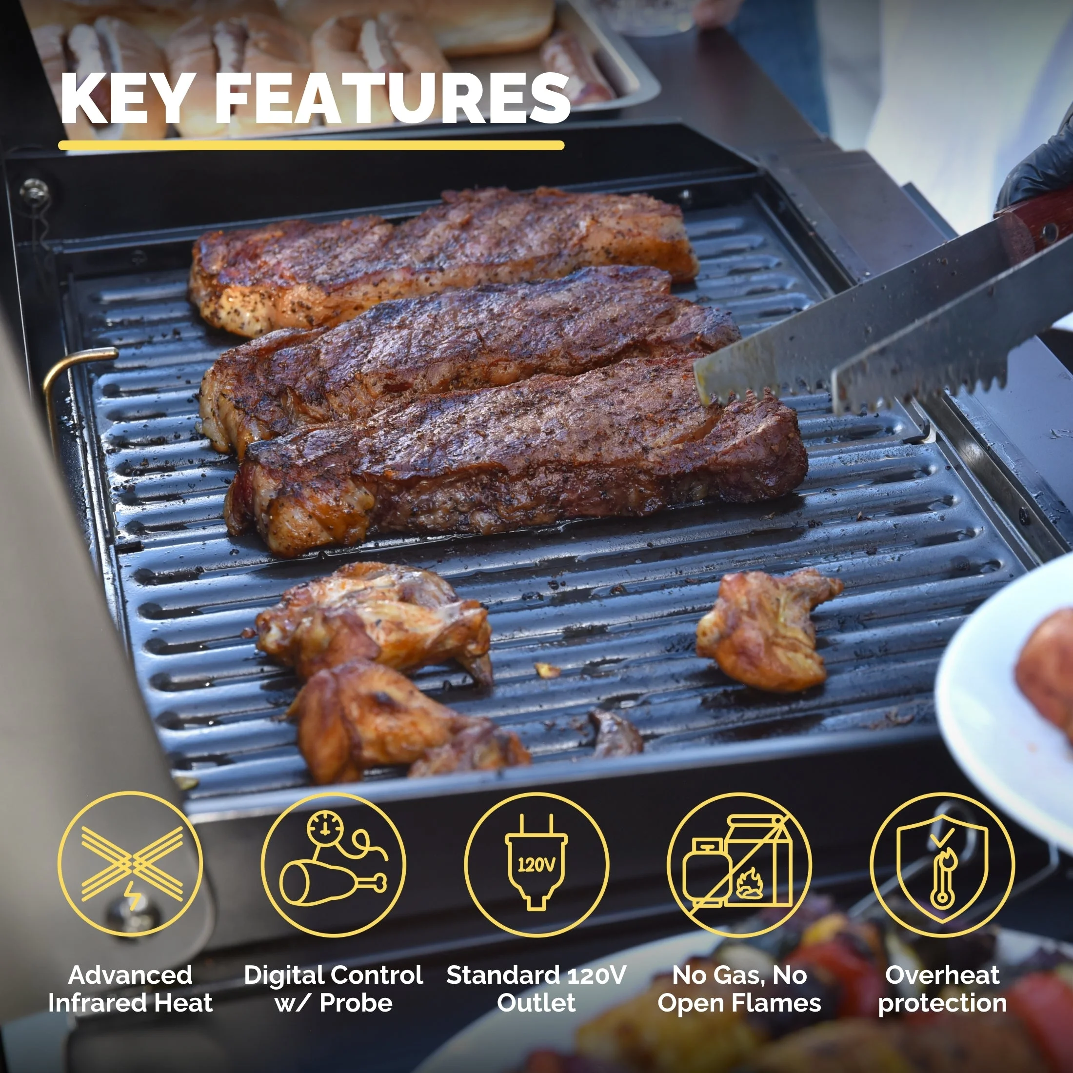 Turbo E Sport Outdoor Electric Grill, 1700W Infrared, 24