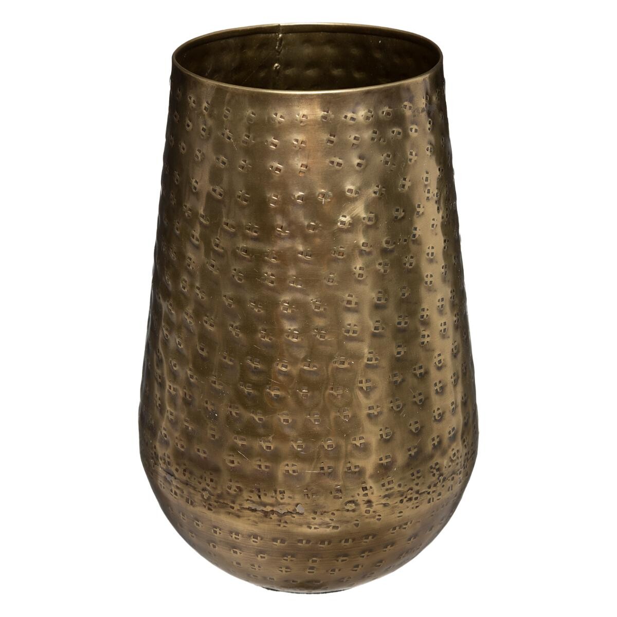 Vase "Oasis", hammered metal Gold, H.23 cm