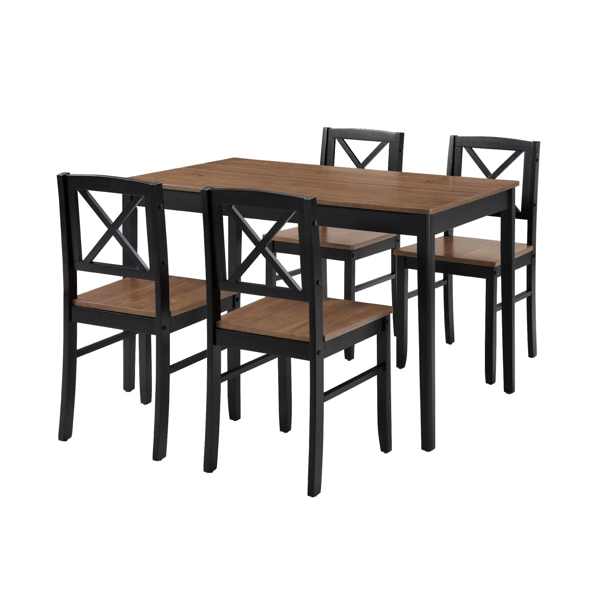 MAYEERTY Eco-Friendly Solid Wood Dining Set �?Sustainable Dining Table with Black Metal Accents for Home & Restaurant,Light Brown
