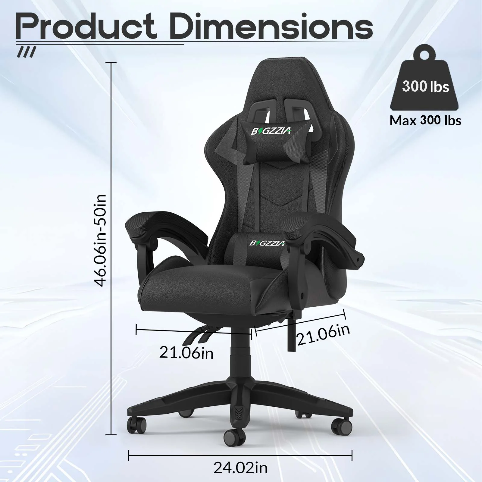 Bigzzia Gaming Chair with Footrest, Gaming Chair for Adult with Headrest and Lumbar Support,Red - Image 55