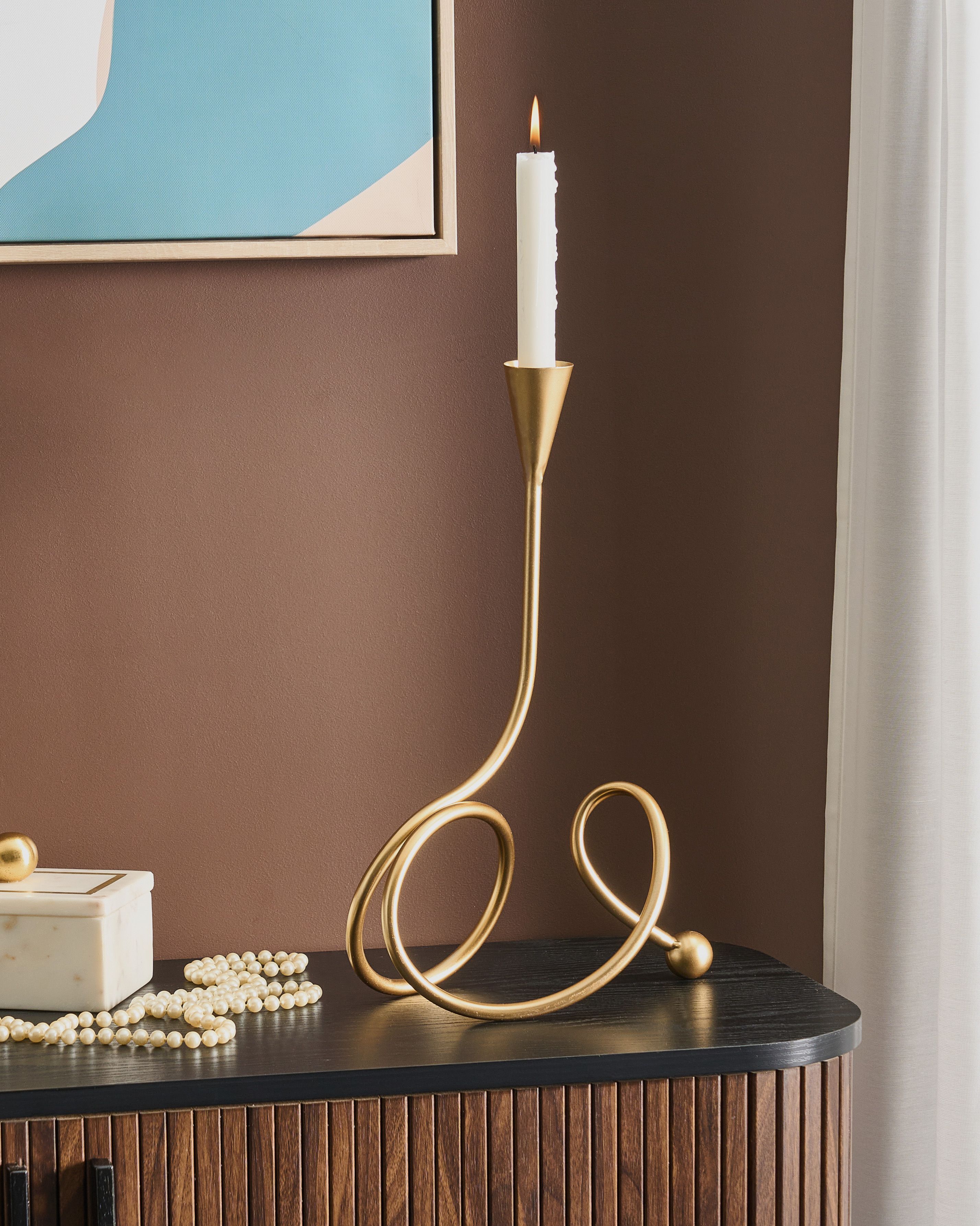 Candle Holder AROUCA Metal 40 cm Gold