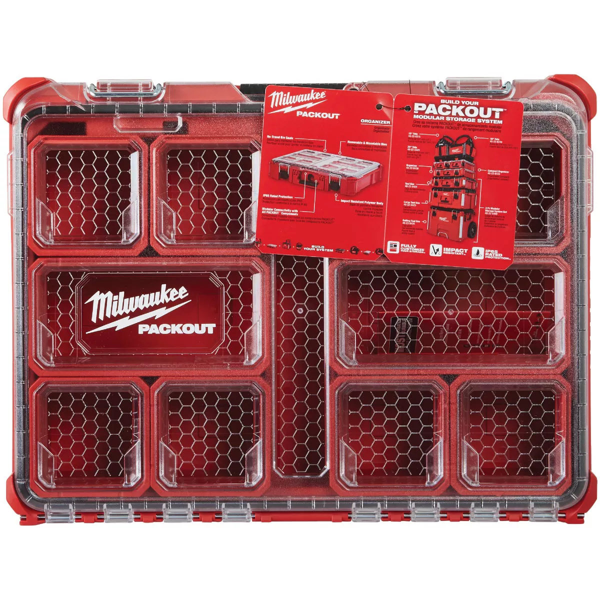 Milwaukee PACKOUT 15 In. W x 4.50 In. H x 19.75 In. L Small Parts Organizer with 10 Bins