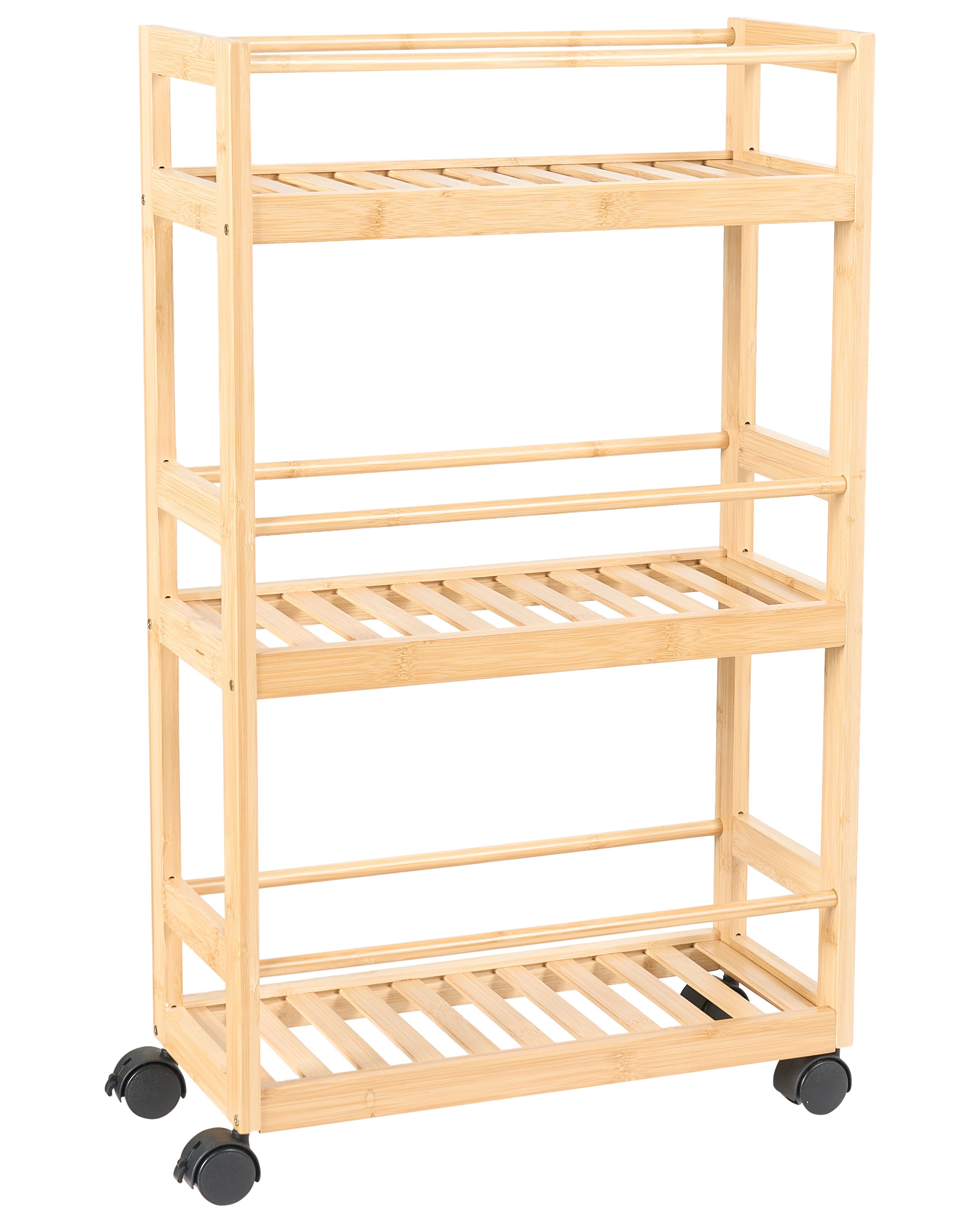 Shelving Unit QUINTAY Bamboo Light Brown with Wheels