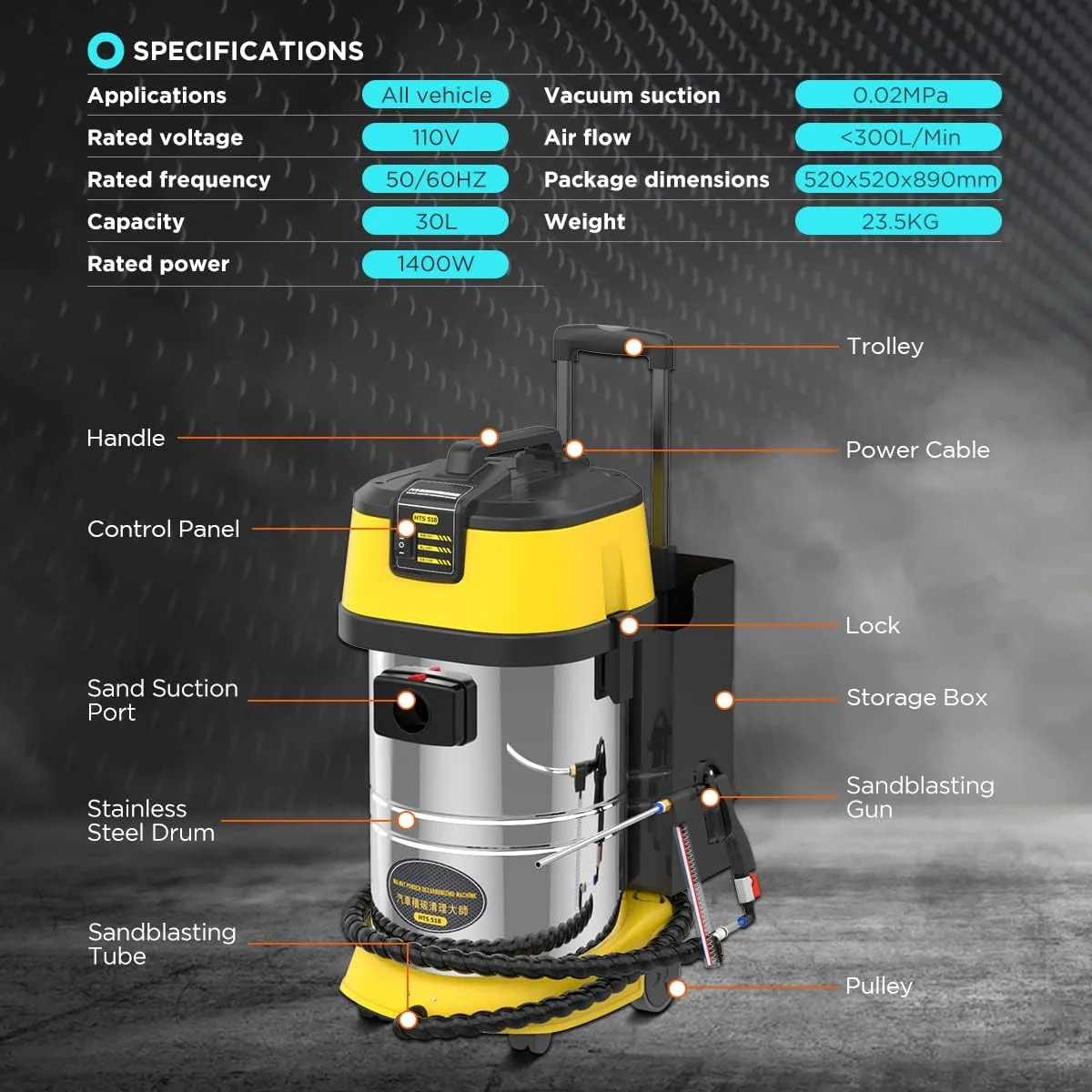 AUTOOL HTS558 Walnut Sand Carbon Deposition Clean Machine Walnut Shell Media Powder Sandblasting Machine Automotive Engine Intake Pipe Valve De-Carbon Cleaning Machine for Rust Grime Paint Removing - Image 31