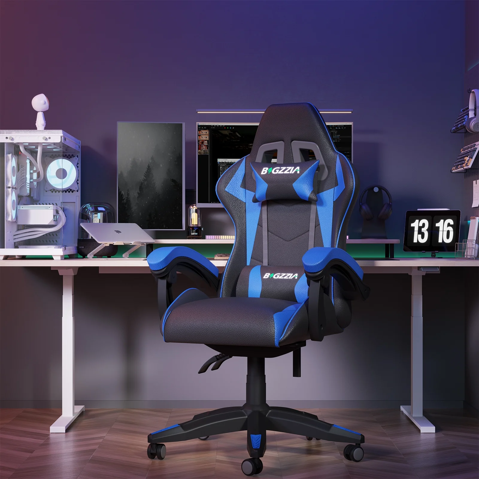 Bigzzia Gaming Chair with Footrest, Gaming Chair for Adult with Headrest and Lumbar Support,Red - Image 62