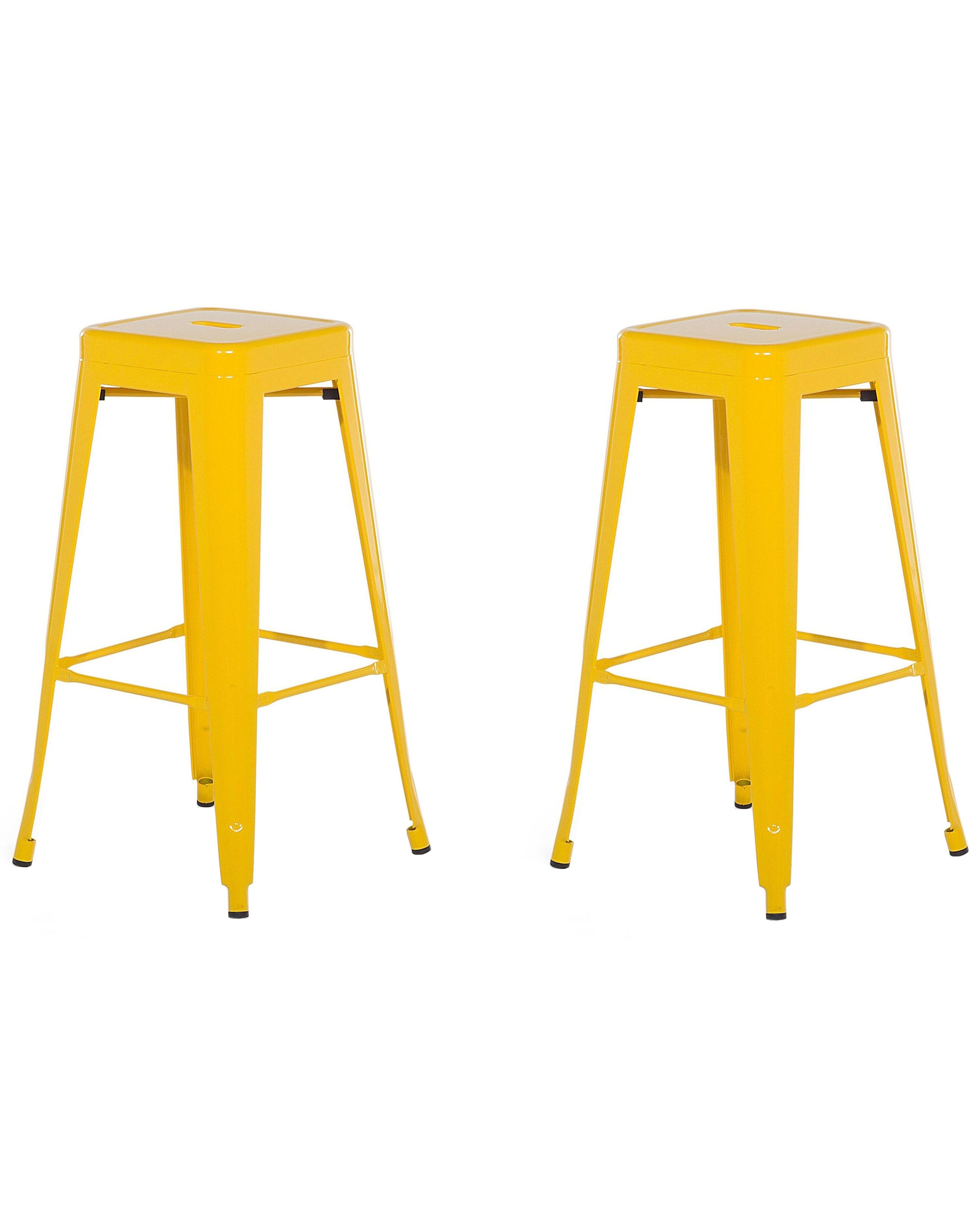 Set of 2 Bar Stools CABRILLO Metal Yellow
