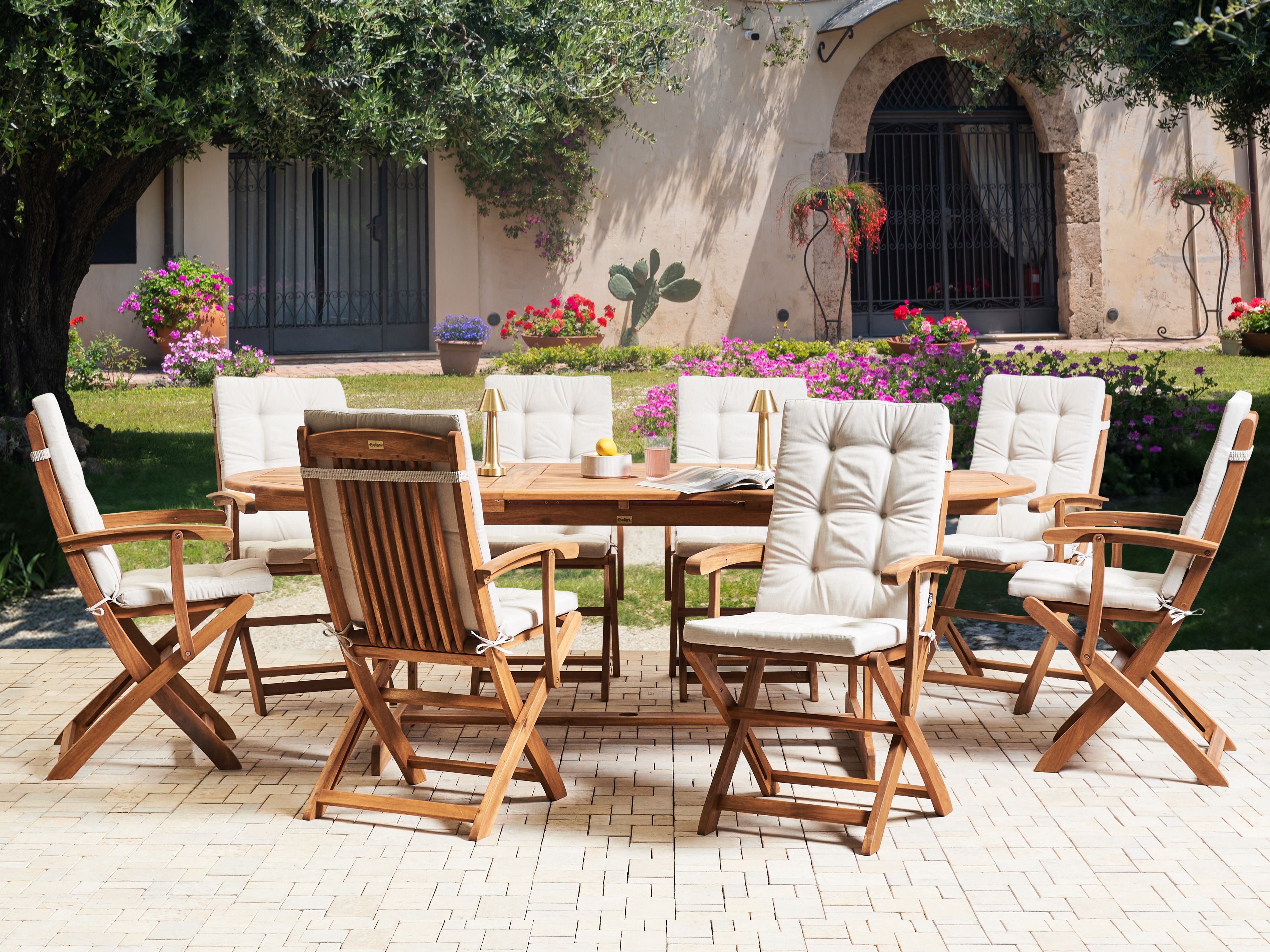 Garden Dining Set 8 Seater MAUI PREMIUM Acacia Wood Light Beige