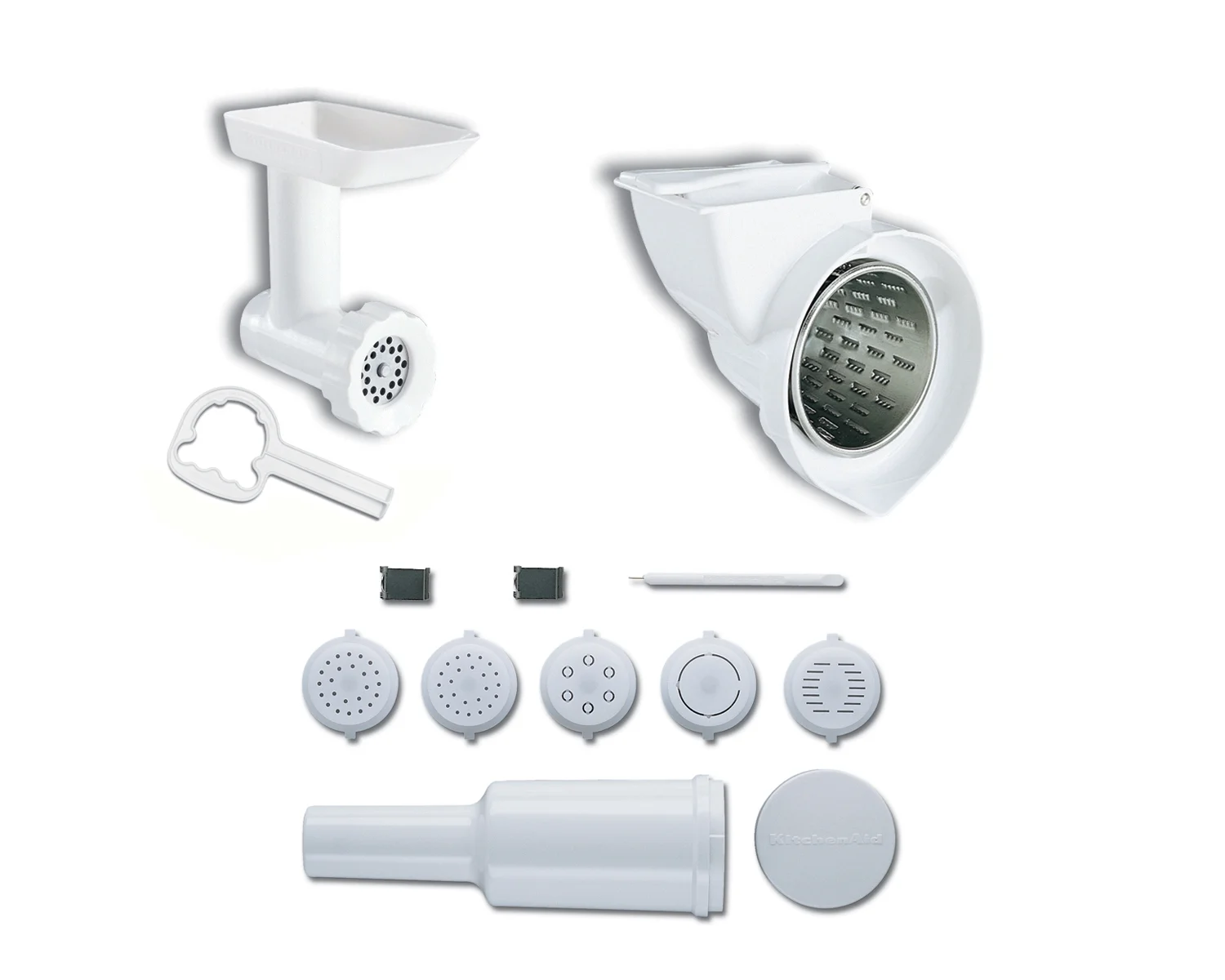 KitchenAid KGSSA Stand Mixer Attachment with Food Grinder, Rotor Slicer, Shredder and Sausage Stuffer, White