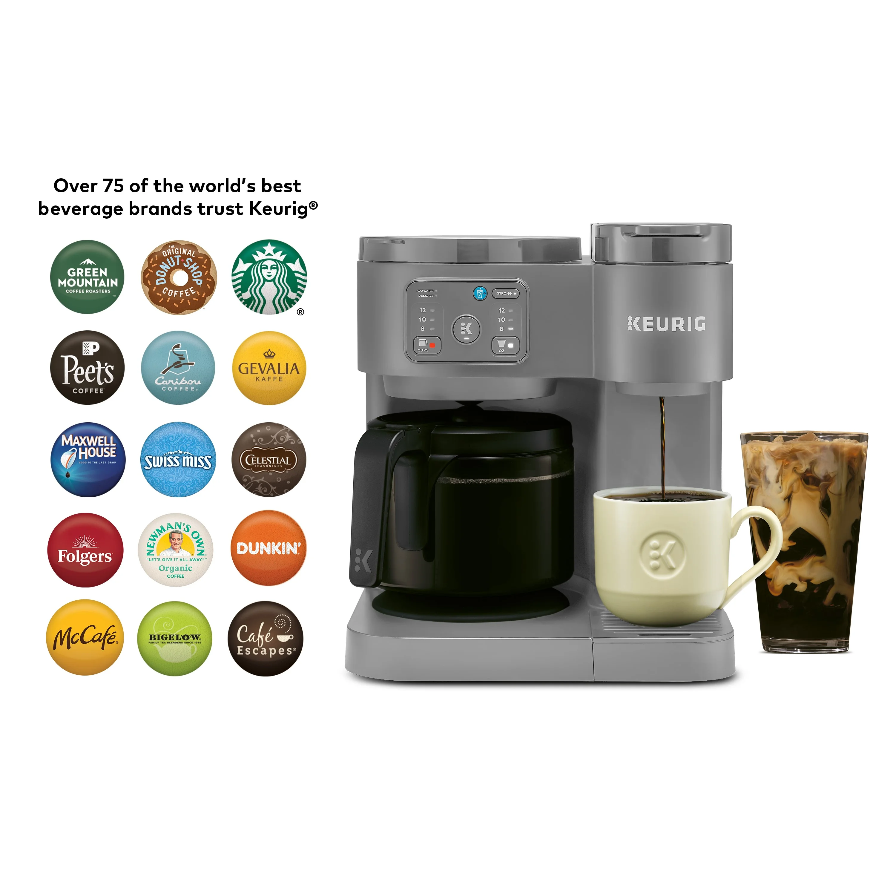 Keurig K-Duo Essentials, Hot & Iced Single-Serve K-Cup Pod Coffee Maker & Carafe, Moonlight Grey - Image 9