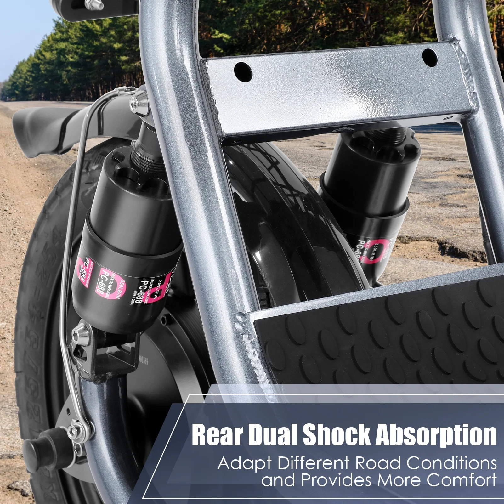 SANOPY 350W Electric Scooter with Seat for Adults, 15 Miles Range 20 Mph, 36V 5.2Ah Battery Moped, 14" Big Tire Commuter Electric Bike with Shock Absorbing, Black - Image 17