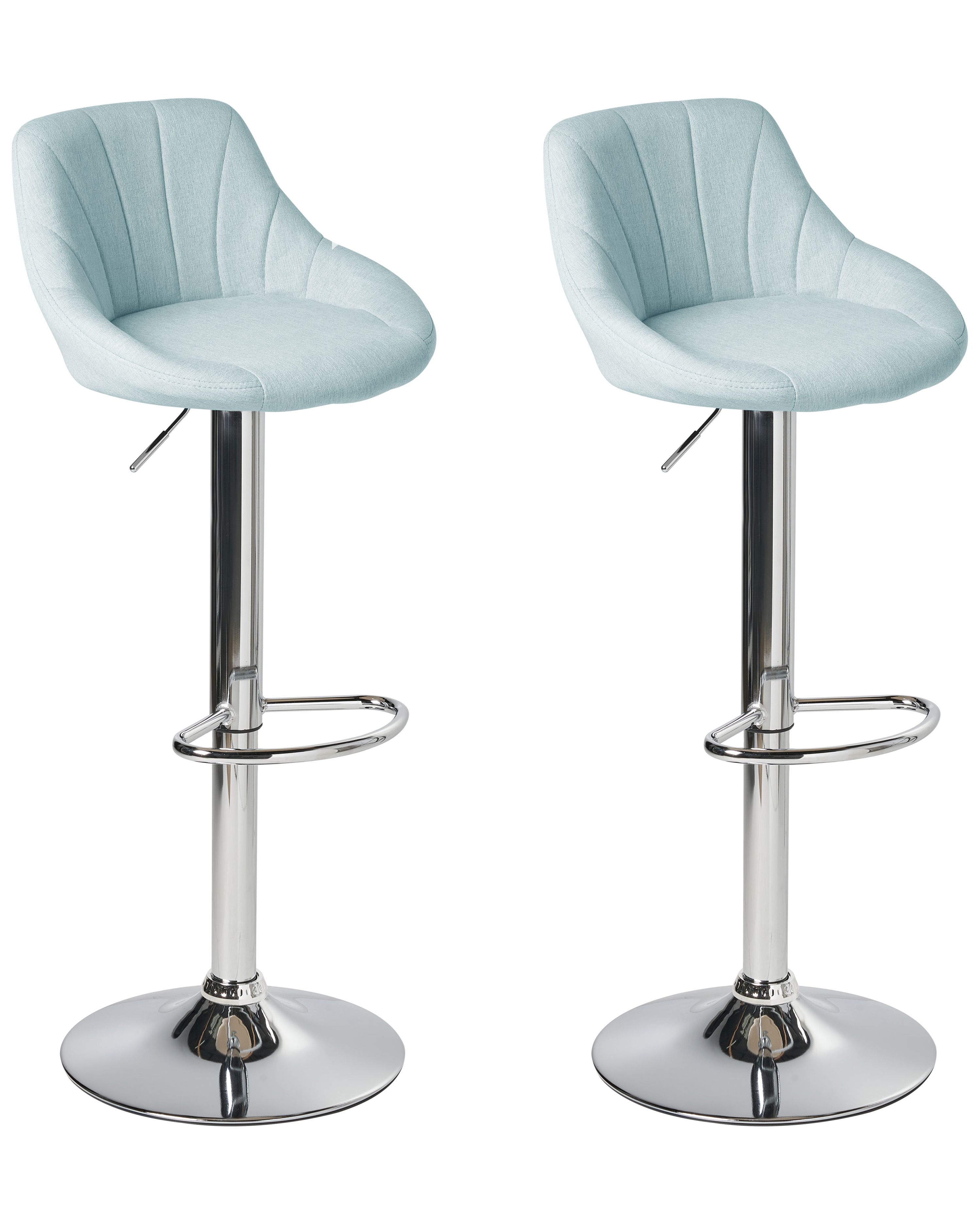 Set of 2 Bar Stools LUCCA Fabric Swivel Light Blue