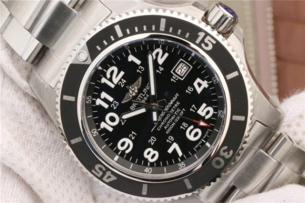 Replica Breitling SuperOcean  II 44mm GF Black Dial SS Bracelet A2824 - Top club