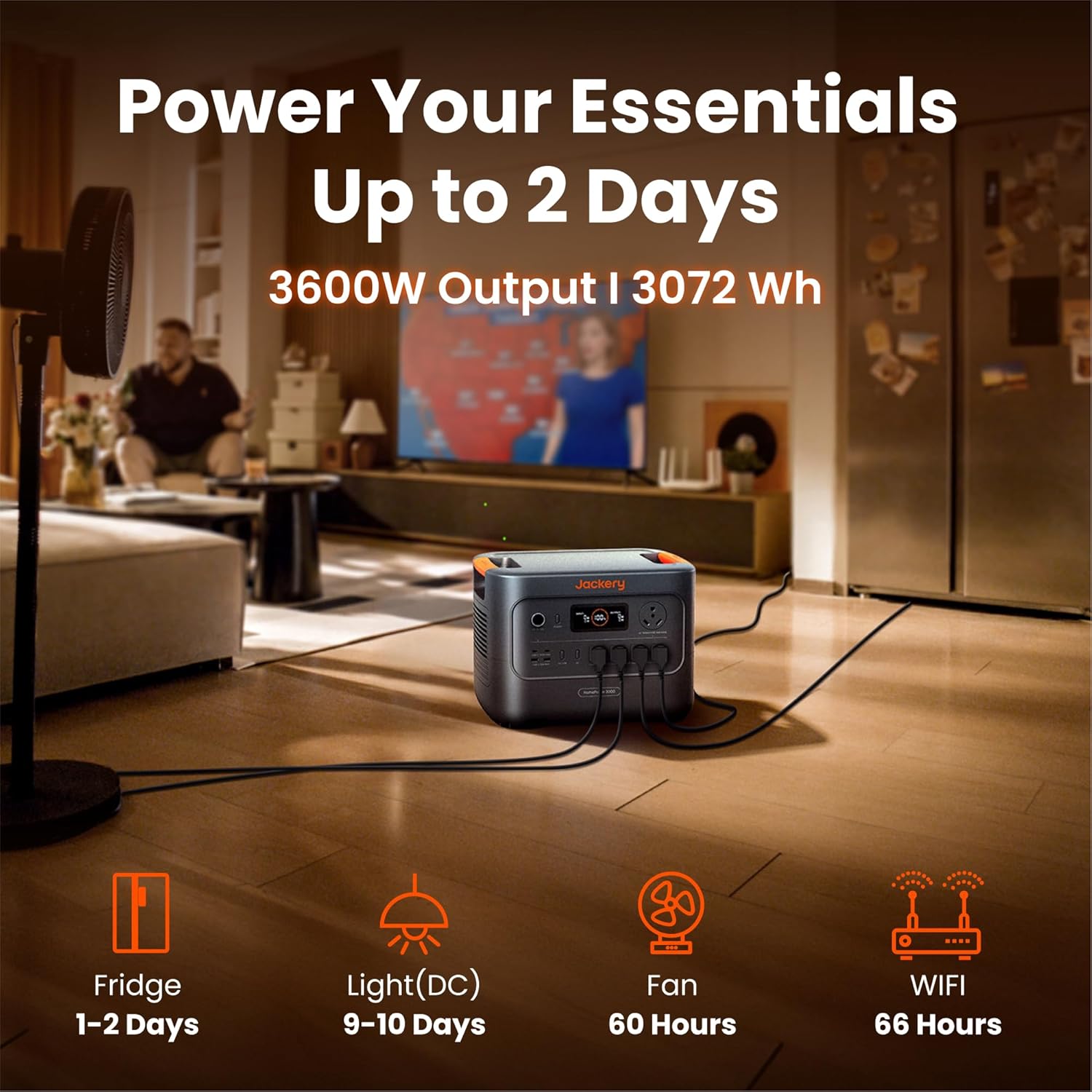 Jackery HomePower 3000 Portable Power Station  3600W (Surge 7200W) Output  3072Wh LFP Battery Solar Generator  Essential Home Backup for Home Use  Power Outage  RV  Emergencies (Solar Panel Optional)