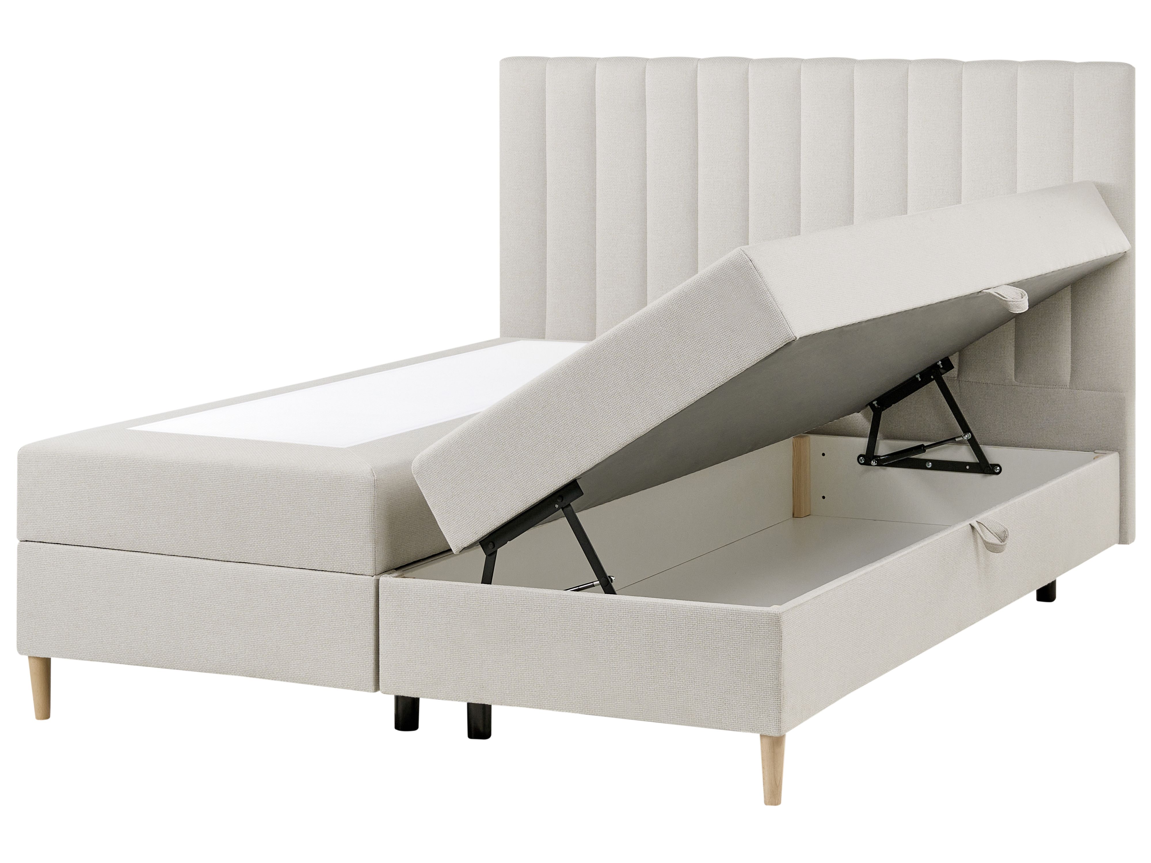 Divan Bed with Storage Fabric OFFICER 160 x 200 cm (EU King Size) Off-White