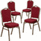 Flash Furniture 4 Pack HERCULES Series Crown Back Stacking Banquet Chair in Black Patterned Fabric - Gold Vein Frame - Image 20