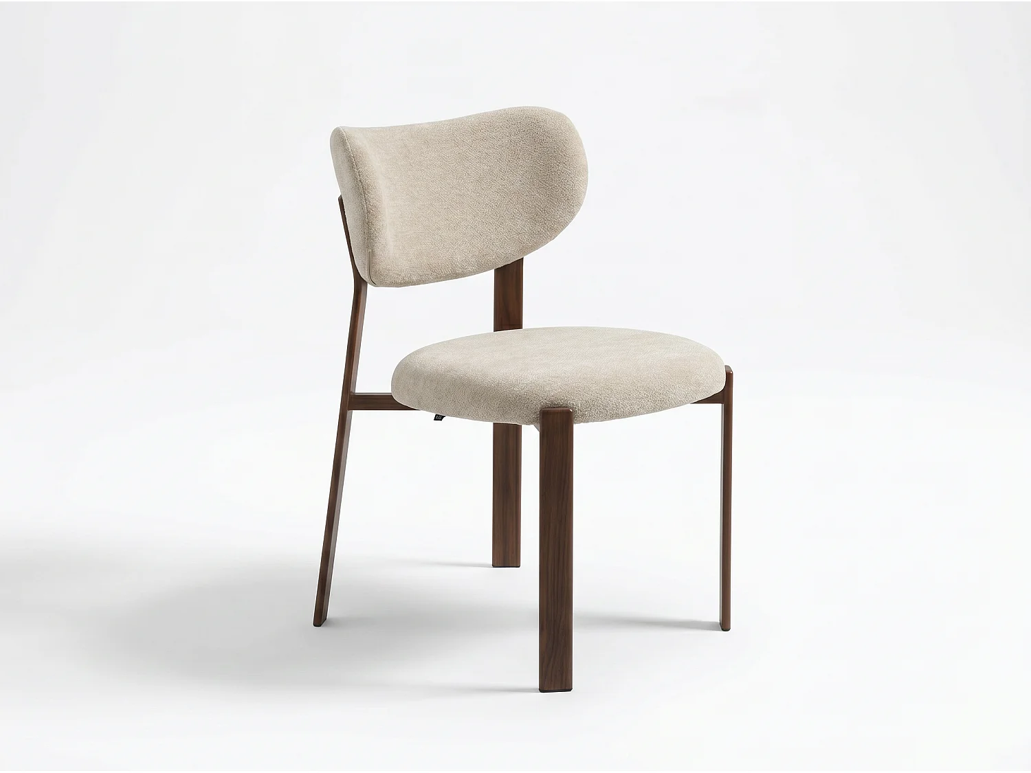 Lot de 8 chaises de salle à manger Luma - Tissu Beige / Pieds Noyer