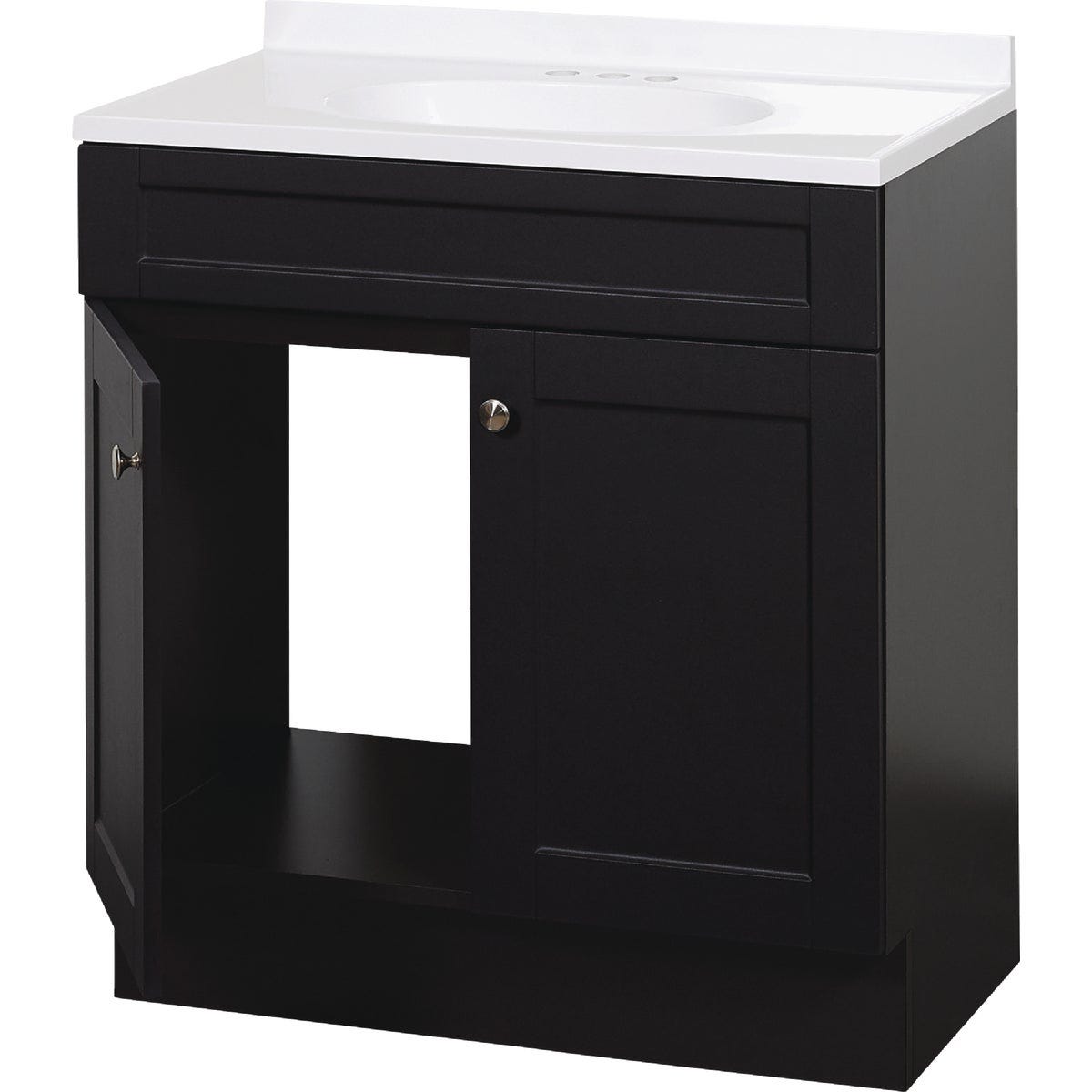 Zenith Zenna Home Espresso 30 In. W x 35 In. H x 18 In. D Shaker Vanity with White Cultured Marble Top