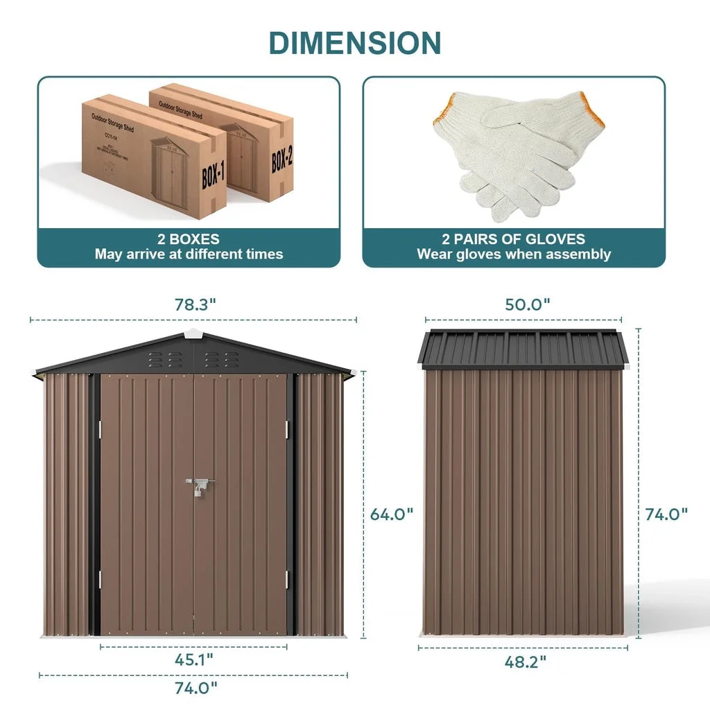 6' x 4' Outdoor Storage Shed on Sale, Aiho Shed & Outdoor Storage Clearance, Metal Storage Shed for Outside, Backyard, Garden & Patio - Dark Gray - Image 26
