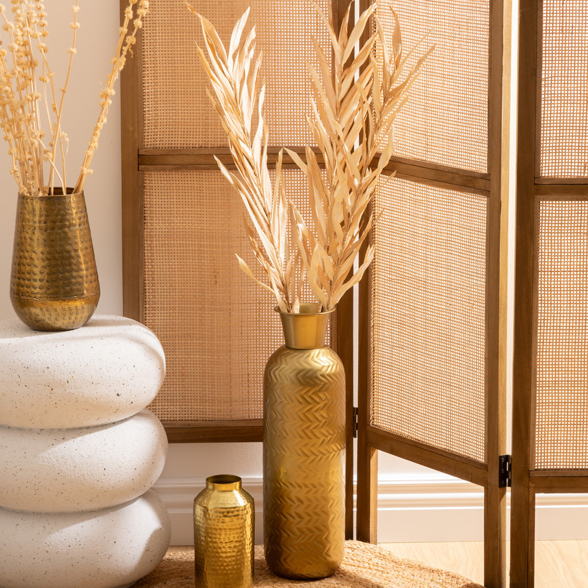 Pack of 3 "Ova" palm stems Green, H.85 cm