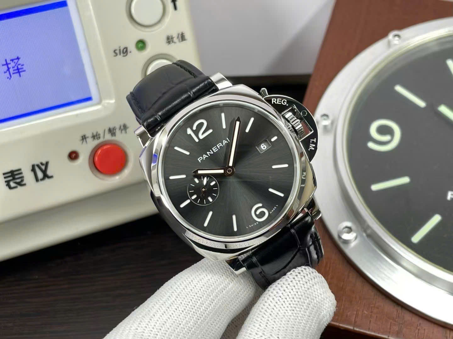 Panerai Knock Off Watches Luminor Due PAM1387 Black Leather Strap VS Factory 42mm - Elite Watch Atelier