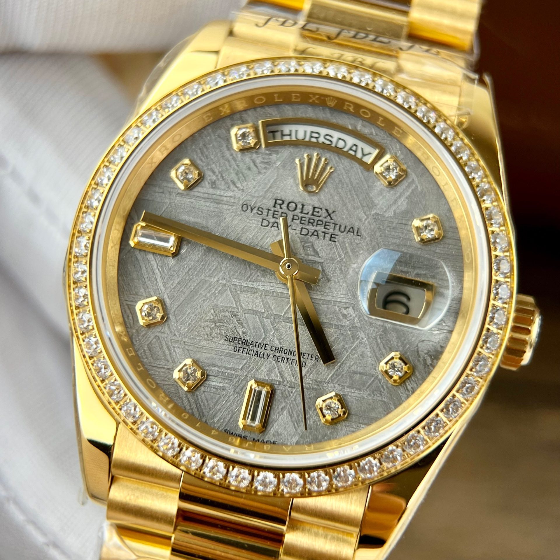 Rolex Fake Watch Day-Date Meteorite Dial RA Factory 36mm - Elite Watch Atelier