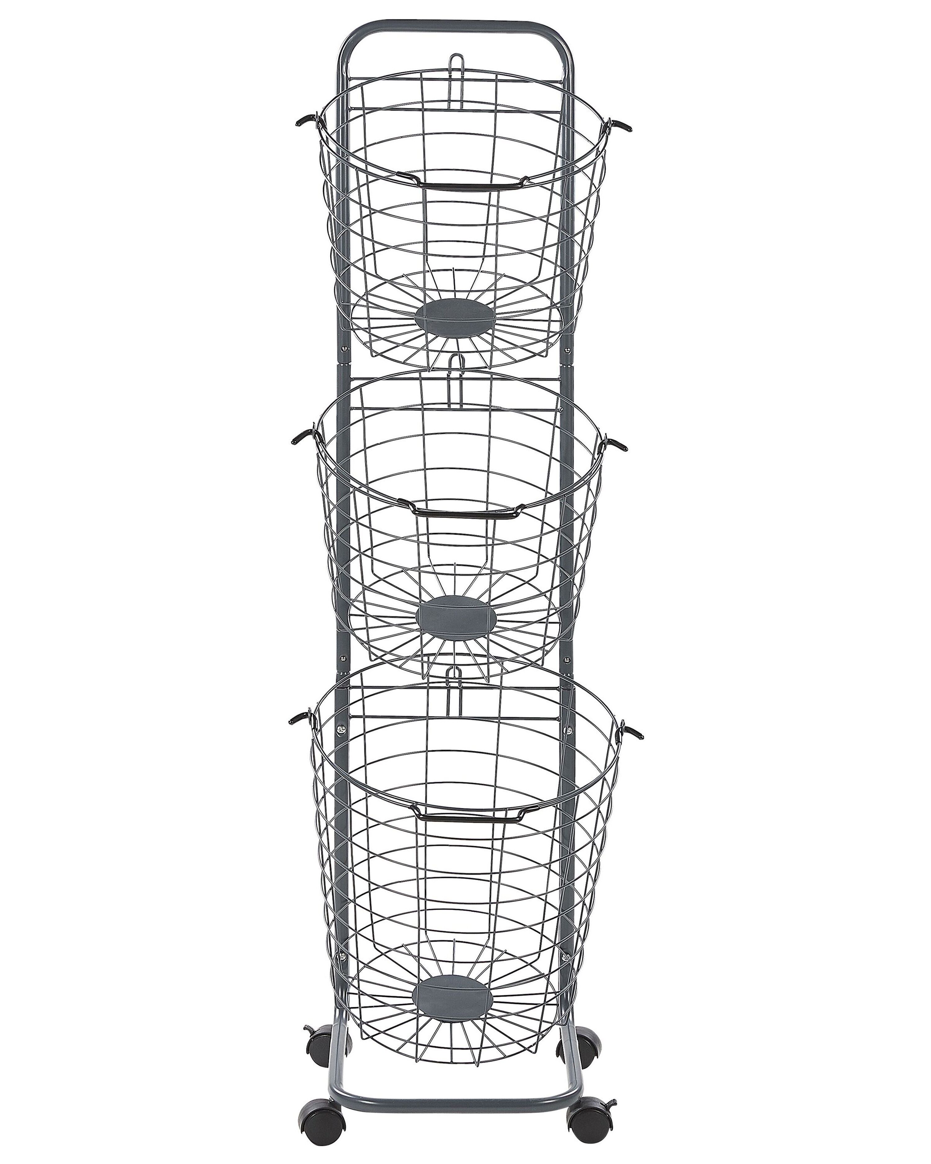Basket Stand AYAPAL with Wheels Metal Grey