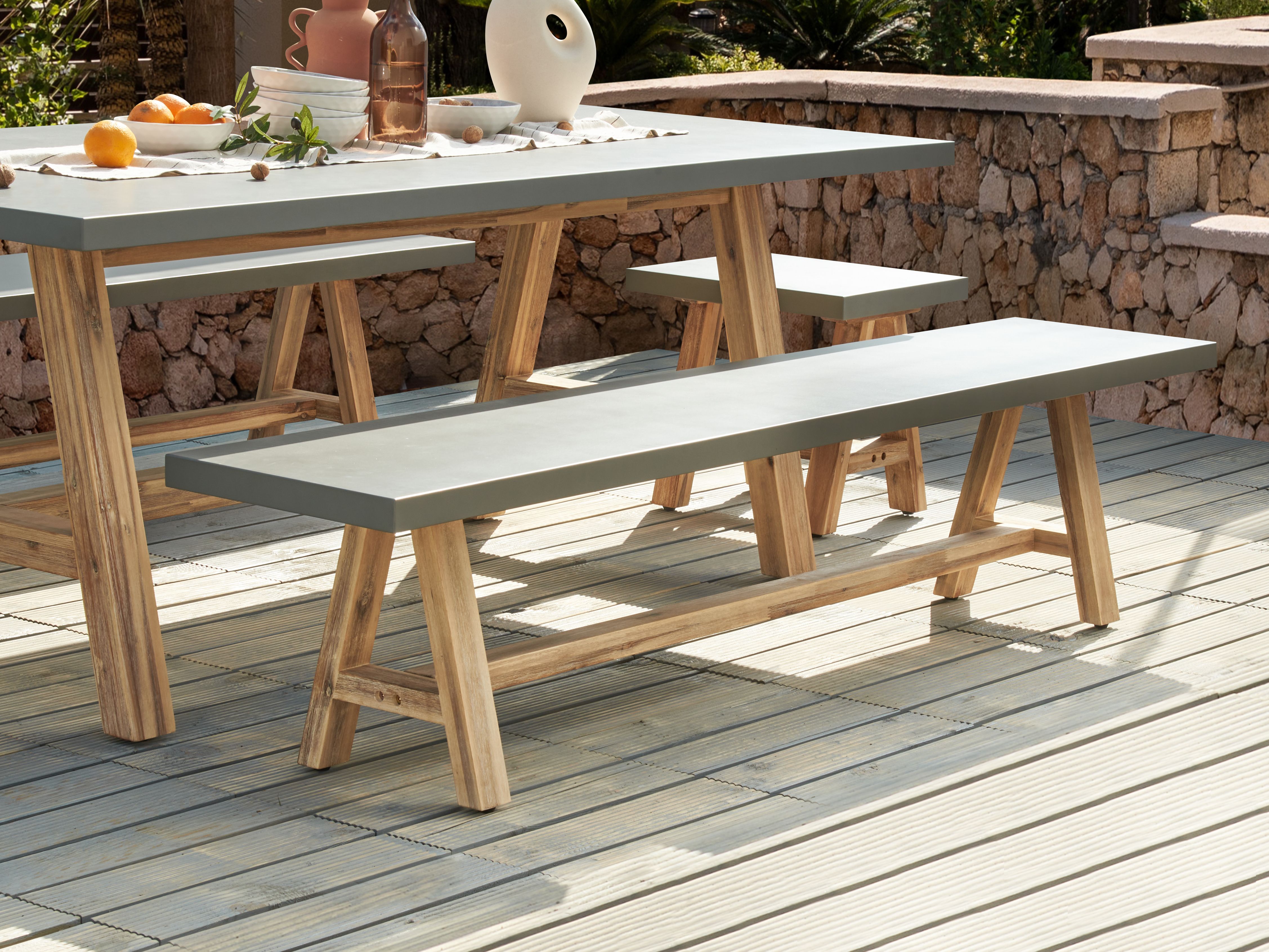 Garden Bench TONNARE 200 cm Concrete Grey