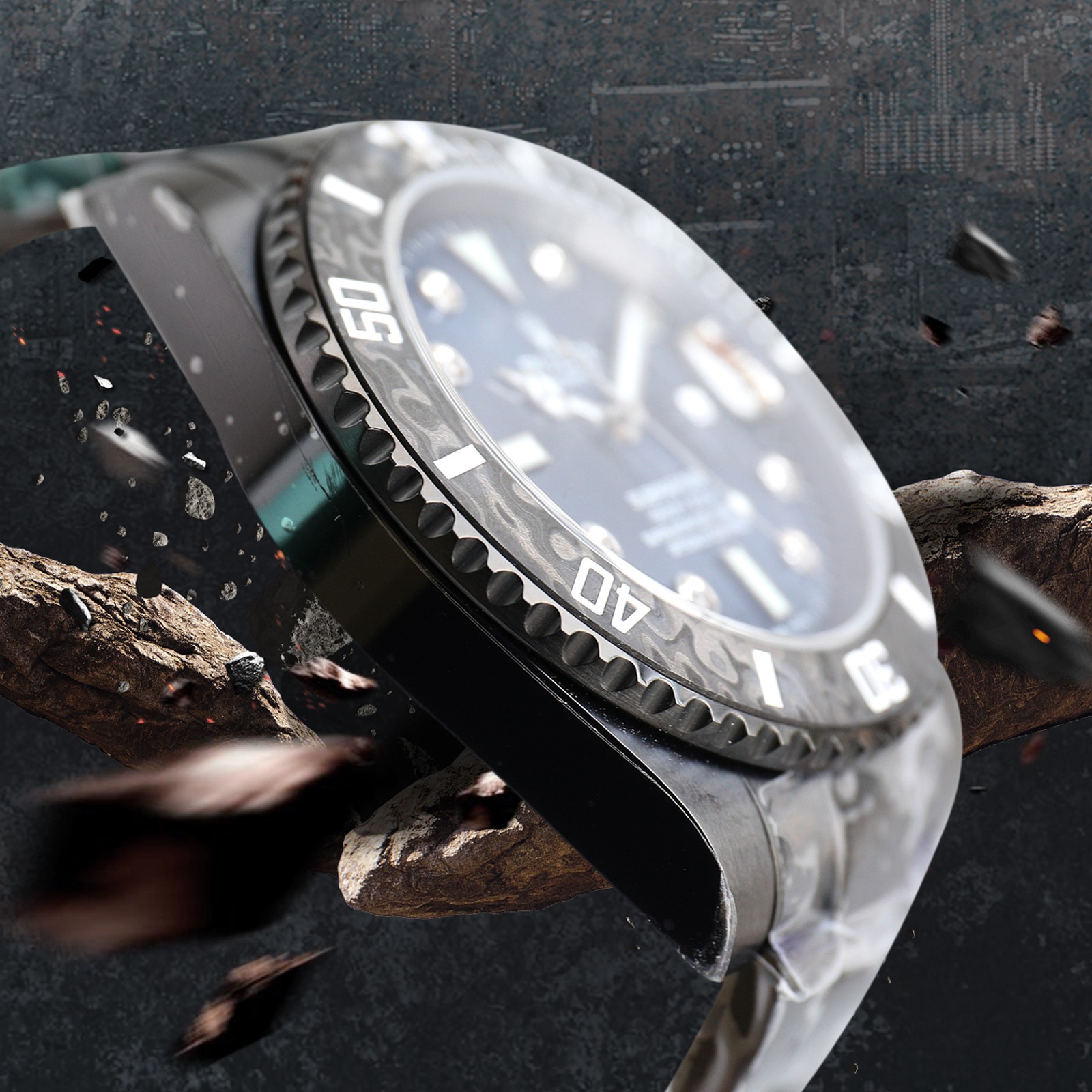 ROLEX Rolex Customized Submariner-Diamond Dial-Carbon Fiber Bezel-Black Blue(1:1 replica) - Top club
