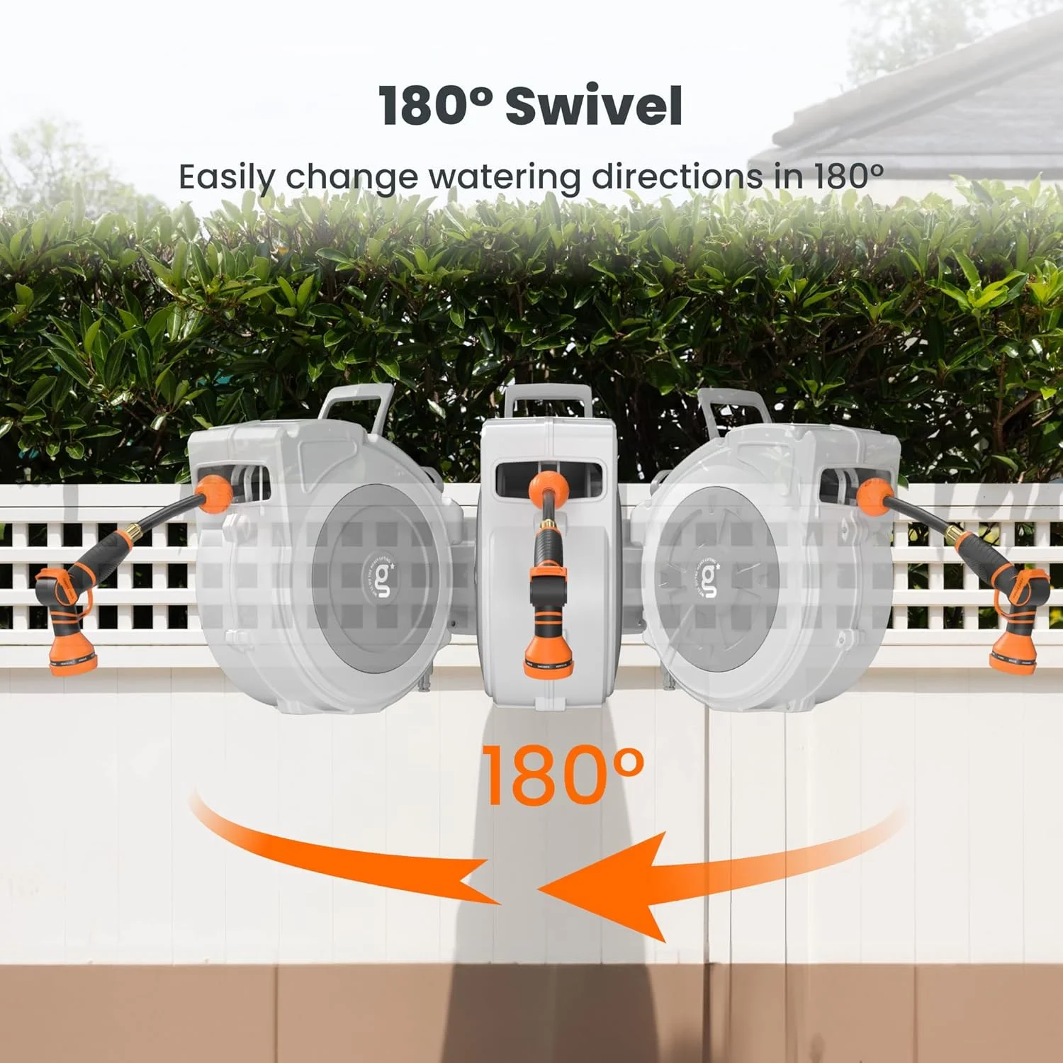 Giraffe Tools Retractable Garden Hose Reel with 1/2in-100ft Water Hose, Plastic Bracket, Wall Mounted, Dark Grey - Image 41
